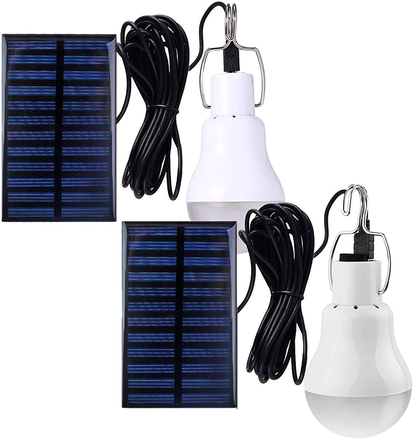 Solar Light Bulbs for Indoor Home and Chicken Coop, Outdoor Waterproof Camping Lamps for Tent, Rechargeable LED Solar Lights for