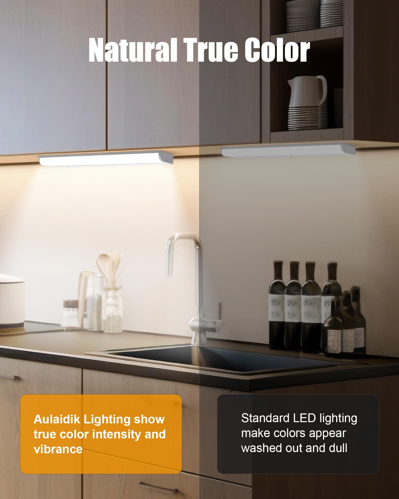 Aulaidik Hardwired Under Cabinet Lighting 36'' - Cri 97, 20W, 120V, 288 Led, 3Cct Daylight With Triac Dimmable, 2000Lumen Linkab
