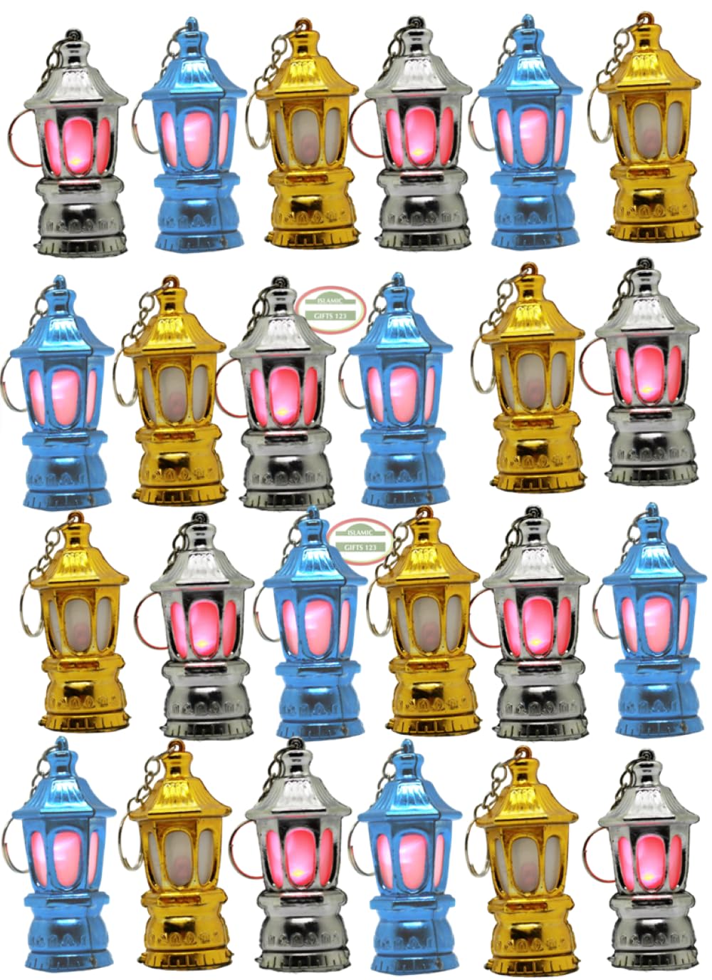 24 Mini Keychain Flashlights Pocket Ramadan Lantern Key Chain Keyring Islamic Eid Gift for Bag Handbag Purse Home Ramadan Gift
