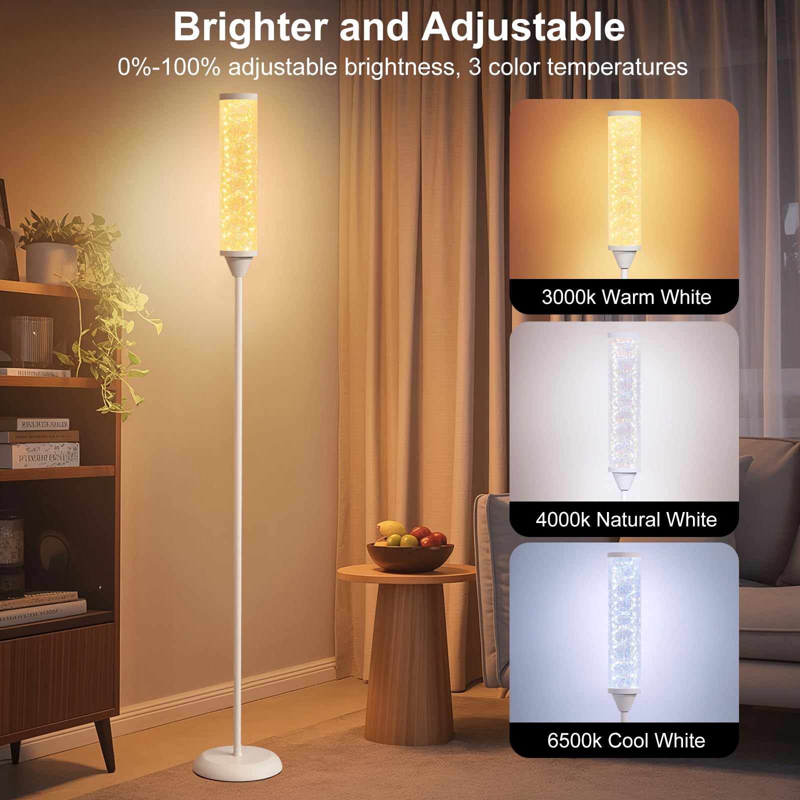 WORLD WIN Prism Glow Floor Lamp, Smart RGB LED, Music Sync, Modern Design, White, Model: prism glow floor lamp 03