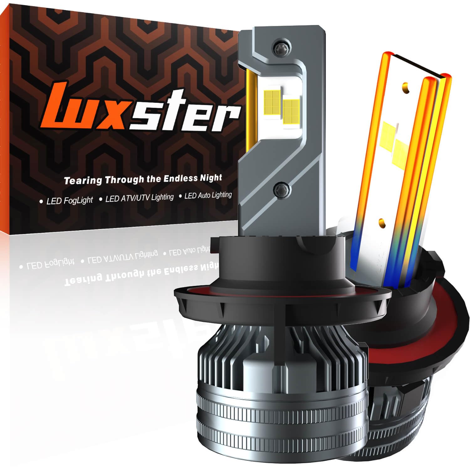 LUXSTER H13/9008 LED Bulbs, 40000LM Ultra Bright, Dual Beam, 6000K White, IP68 Waterproof, Pack of 2