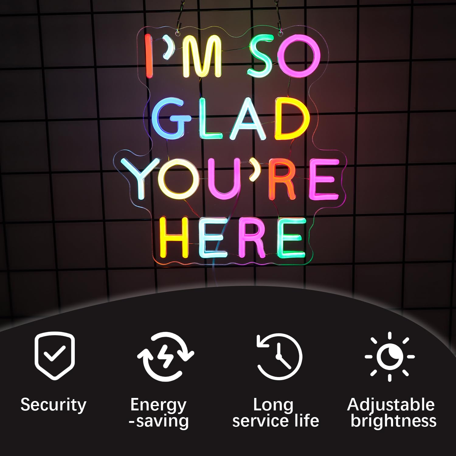 IM So Glad YouRe Here Neon Sign-Classroom Decoration -Inclusive Classroom Decor-Welcome Gift-Teacher Present-Decor Of Primary Schools And Kindergartens Wall Sign Decoration Present-Birthday Christmas Gift