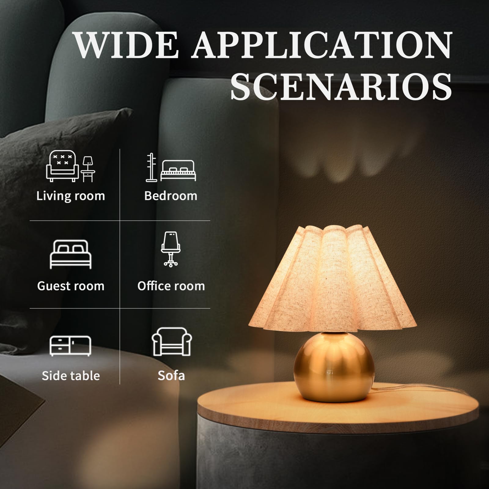 Ziqqeelam Gold Small Bedside Table Lamp For Bedroom, Brass Gold Bedroom Lamps For Nightstand, Cute Mini Table Lamps For Small Sp