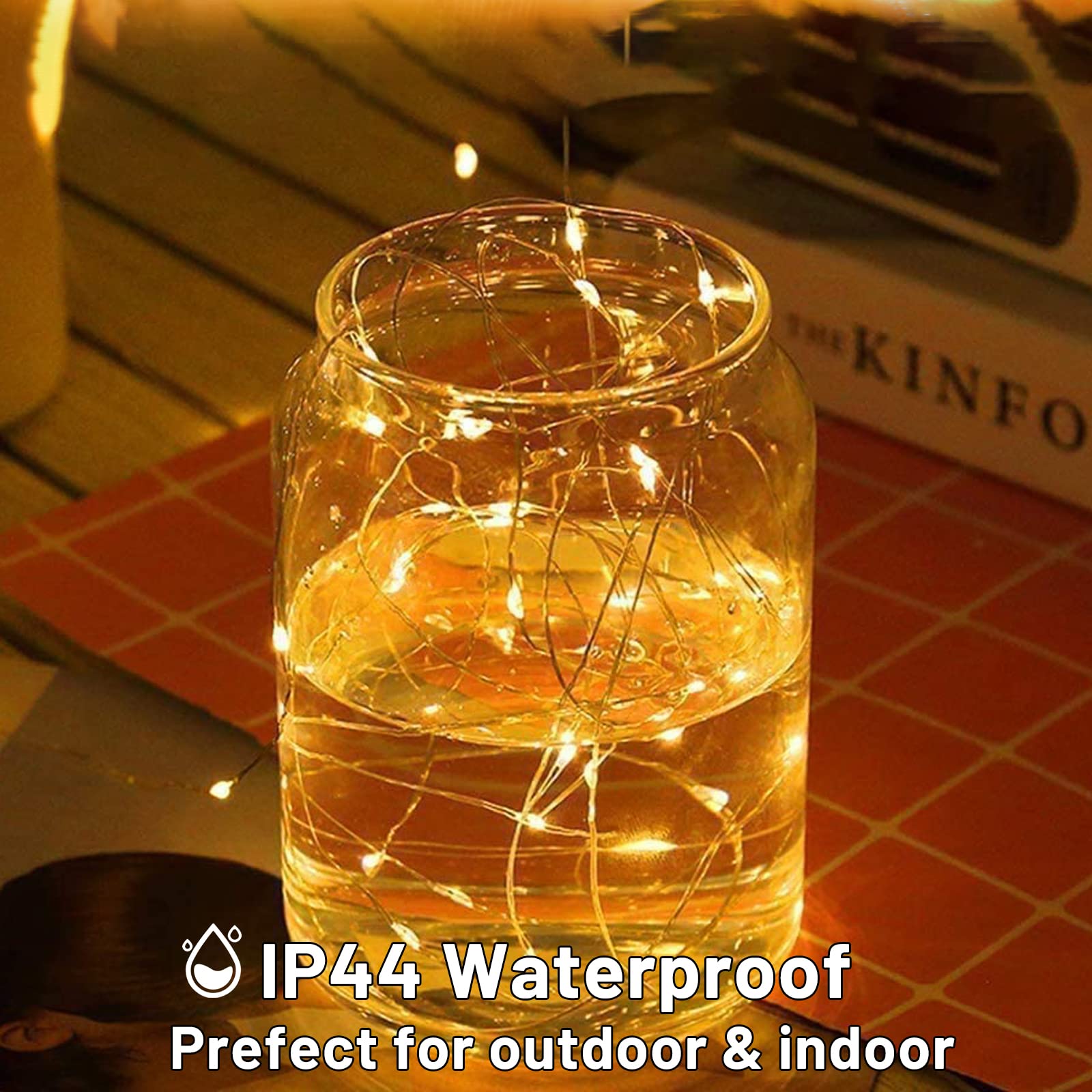 6 Pack Led Fairy Lights Battery Operated With Timer, 13Ft 40Led Waterproof Firefly Lights Silver Wire Mini Twinkle String Lights For Wedding Christmas Birthday Party Mason Jar Decorations, Warm White