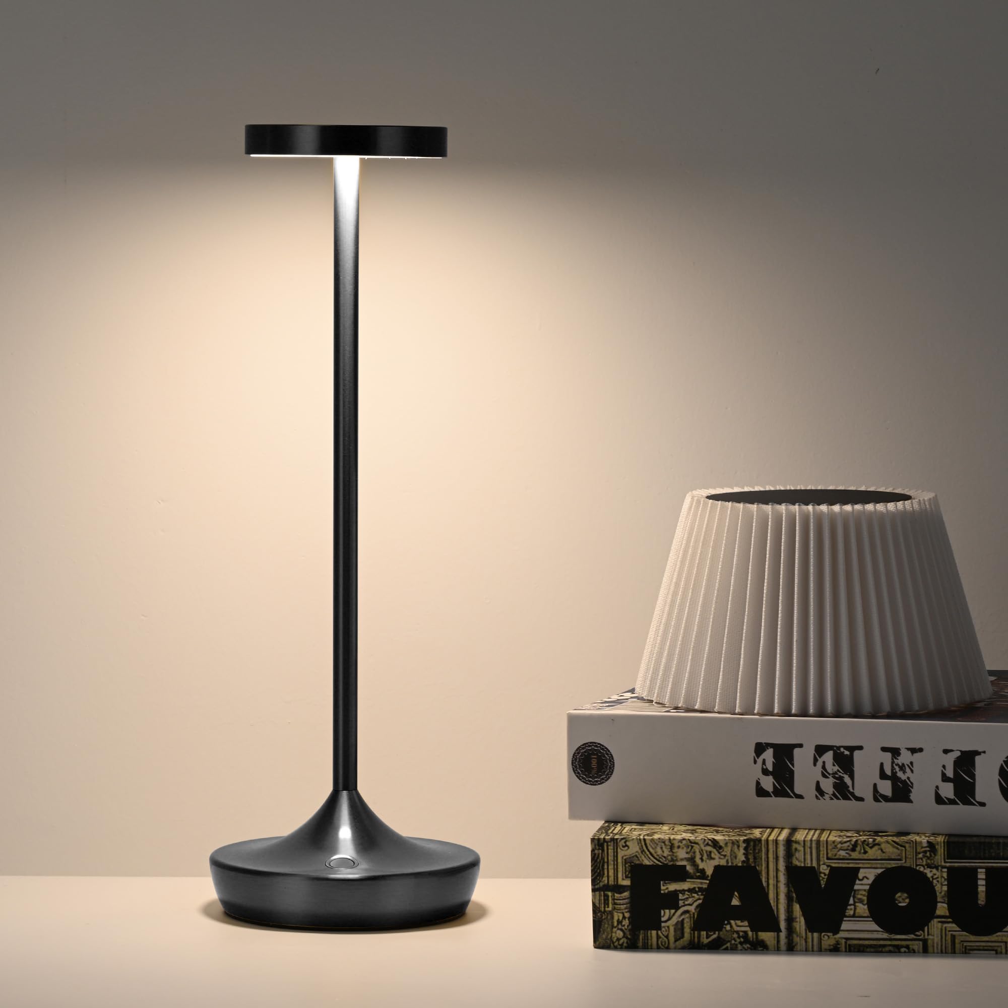 YHT Cordless Table Lamp Rechargeable,6000mAh Battery Operated LED Desk Lamp,Portable Outdoor Waterproof 3-Color Touch Dimming Ta