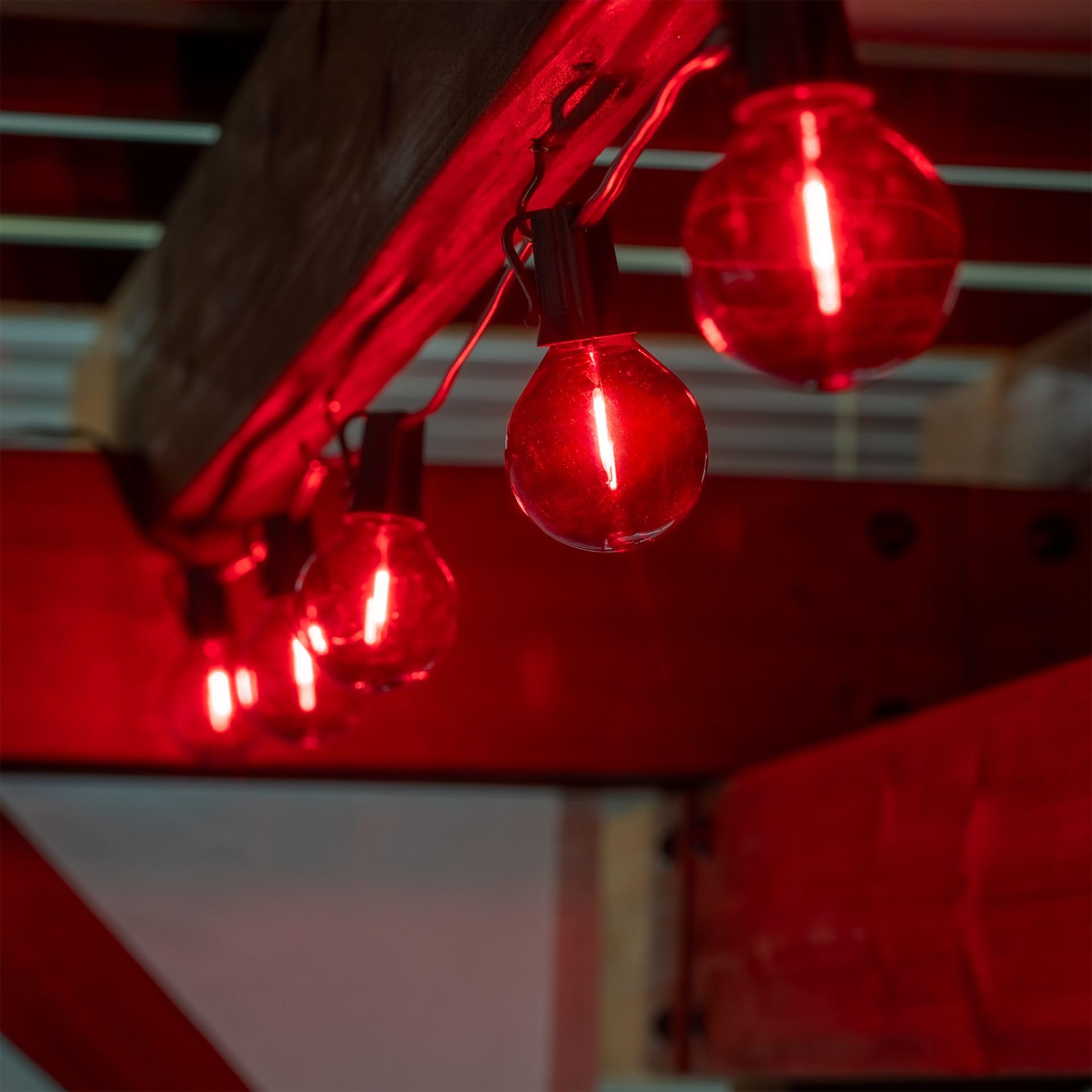 Novelty Lights 25 Pack G50 Led Light Bulbs, E17 C9 Intermediate Screw Base Shatterproof Outdoor String Lights Red Globe Bulbs, E