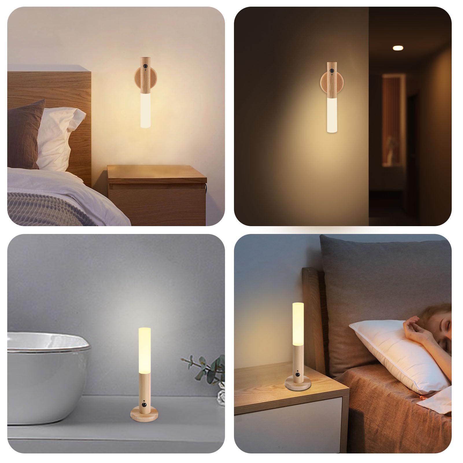 Landgoo Led Automatic Motion Sensor Lights Wall Lamps Set Of 2 Sconces Battery Operated Rechargeable Portable Magnetic 360 Rotat