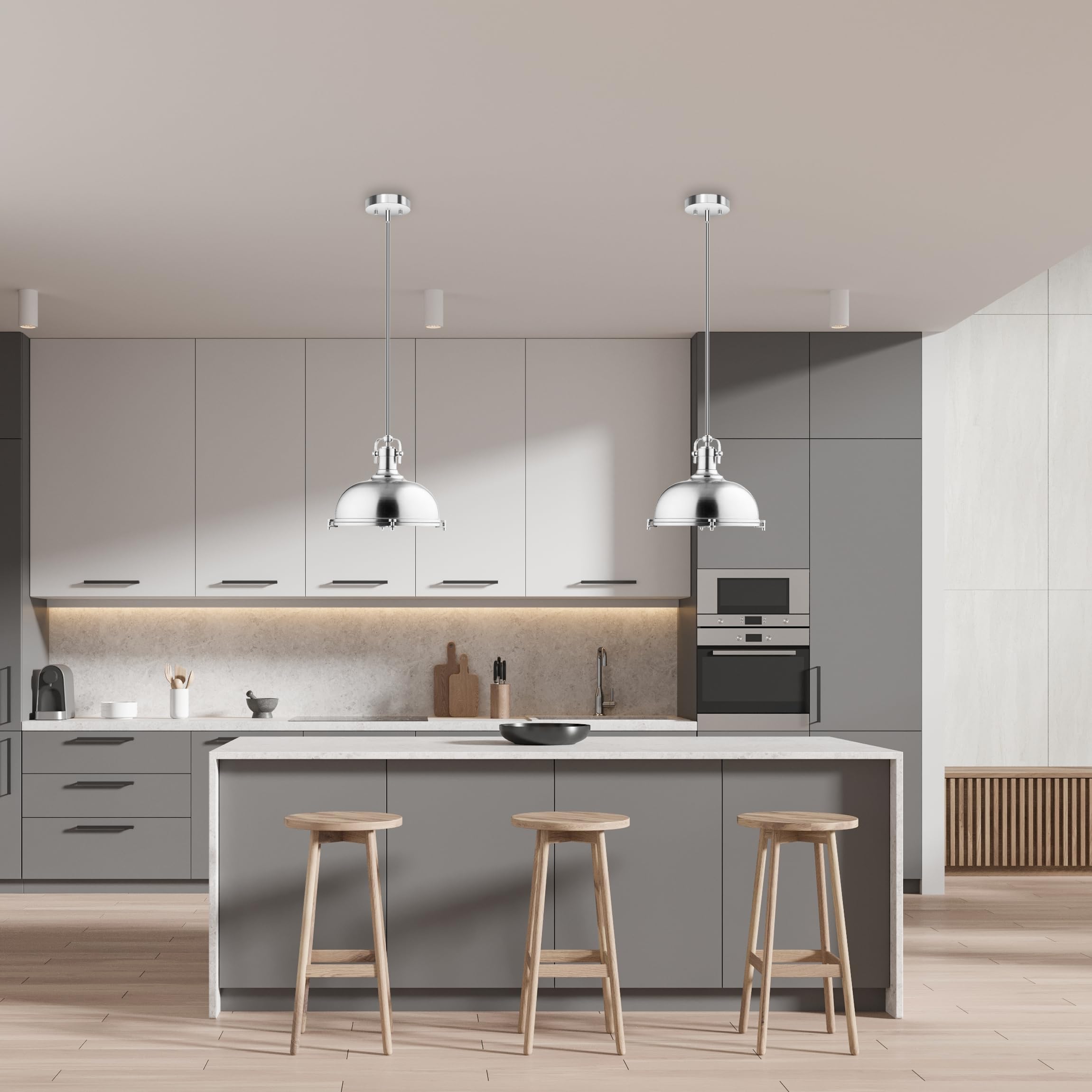 8 Pieces M10 Threaded Extension Poles Lighting Fixture Downrods Stems & 180 Degrees Sloped Ceiling Adapter Kits For Pendant Light  Island Lighting  Chandeliers (Chrome)