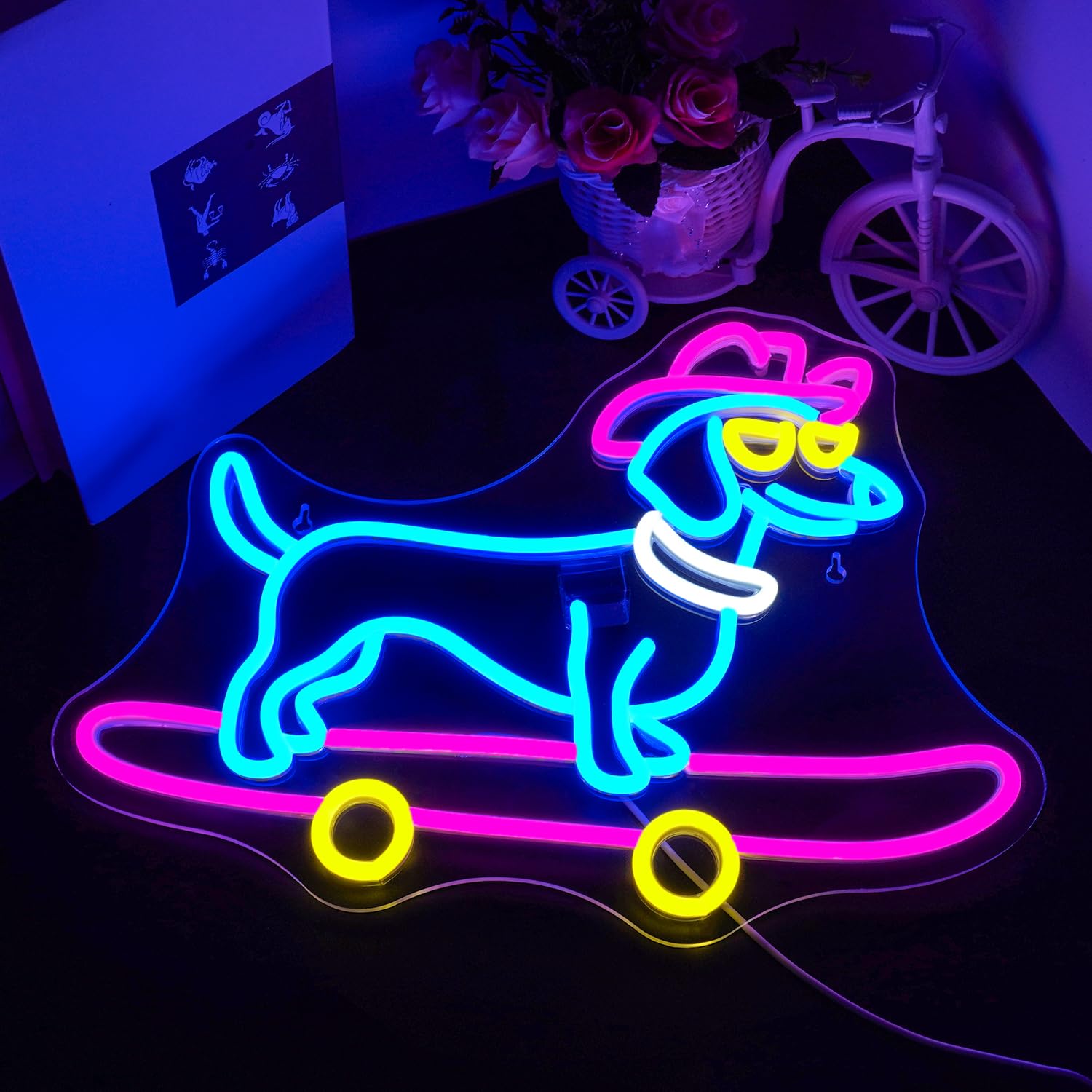 LUCUNSTAR Dachshund Neon Sign, USB Connectable, Adjustable Brightness, 16.5inx12.5in, Plastic, Dog Wall Decor