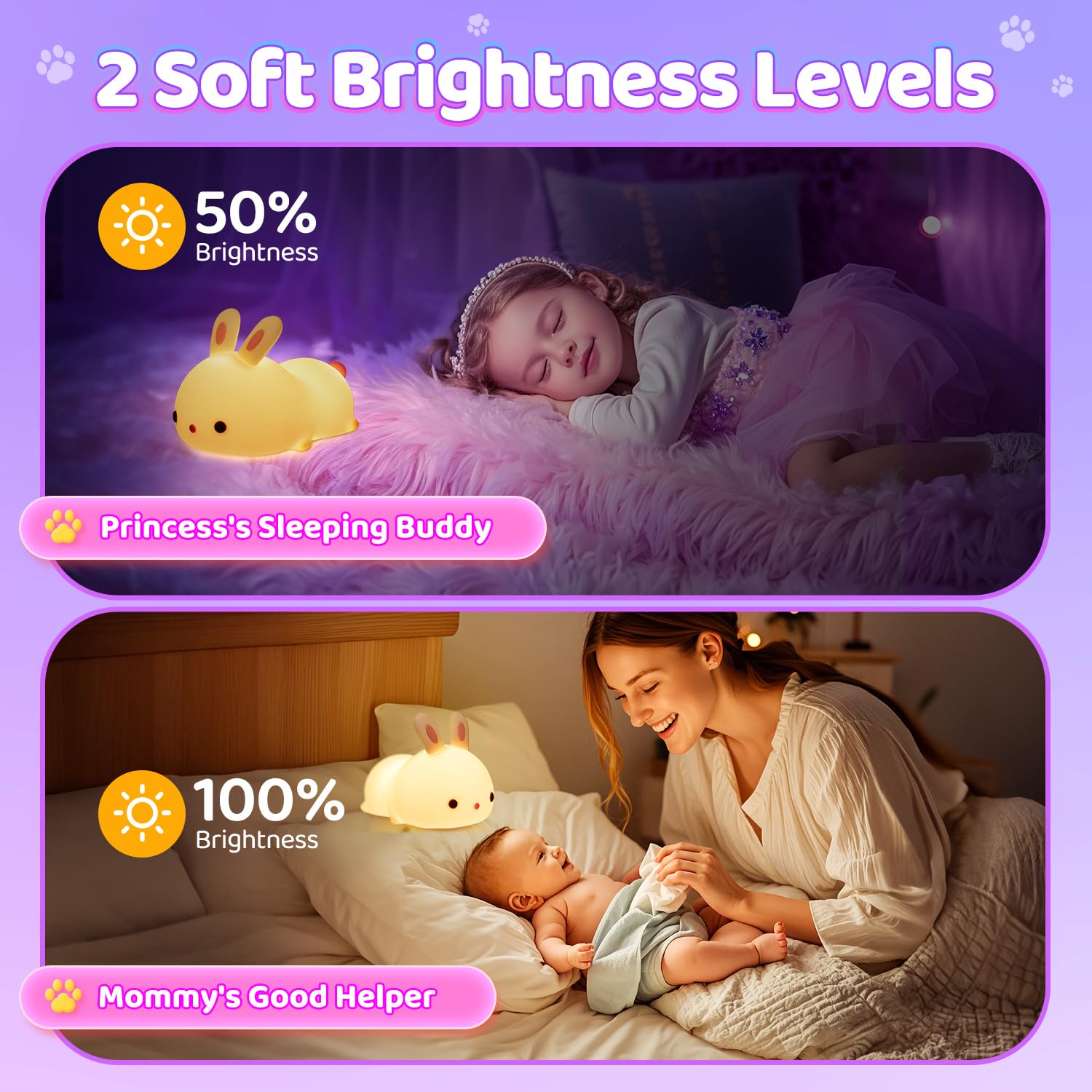 One Fire Bunny Night Light For Kids 16 Colors+ Silicone Soft Toddler Night Light  Dimmable+Rechargeable Nightlight For Kids Room  Easy Tap Control Bunny Lamp  Rabbit Lamp  Cute Stuff  Gifts For Girls