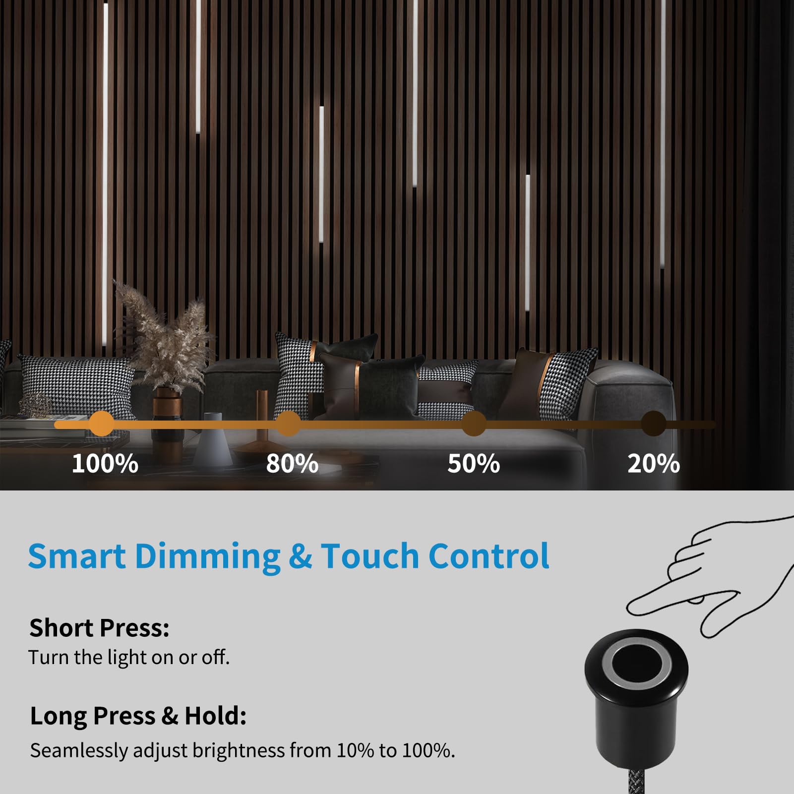 Art3d LED Recessed Lighting Kit - 6pcs White Lights with Smart Touch Switch, 3000K - Black Housing, Model D11001