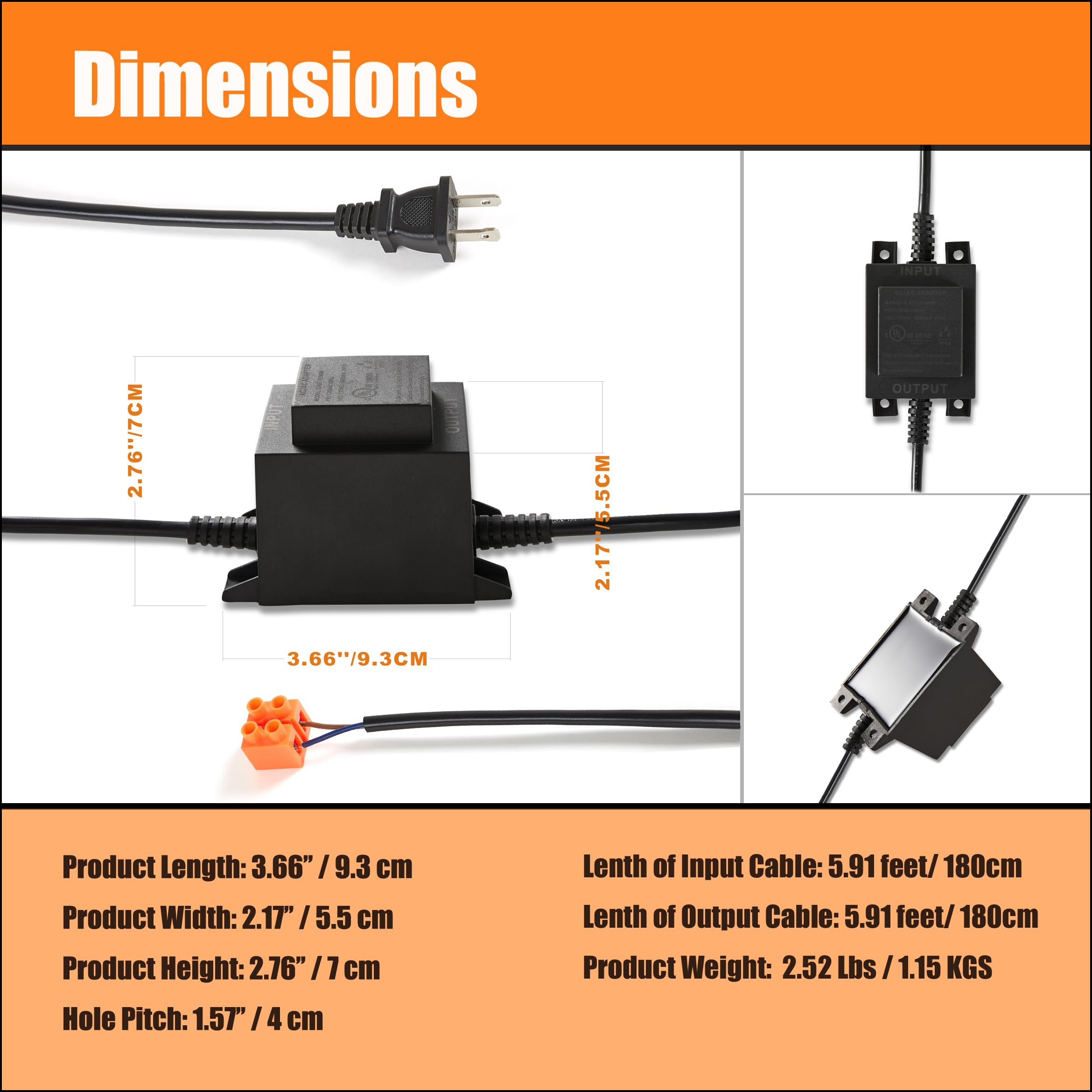 Nvmidtc Outdoor Landscape Transformer Ul Listed 110/120V To Ac 24V/2.5A, 60W Waterproof Power Supply Converter For Led Spotlight