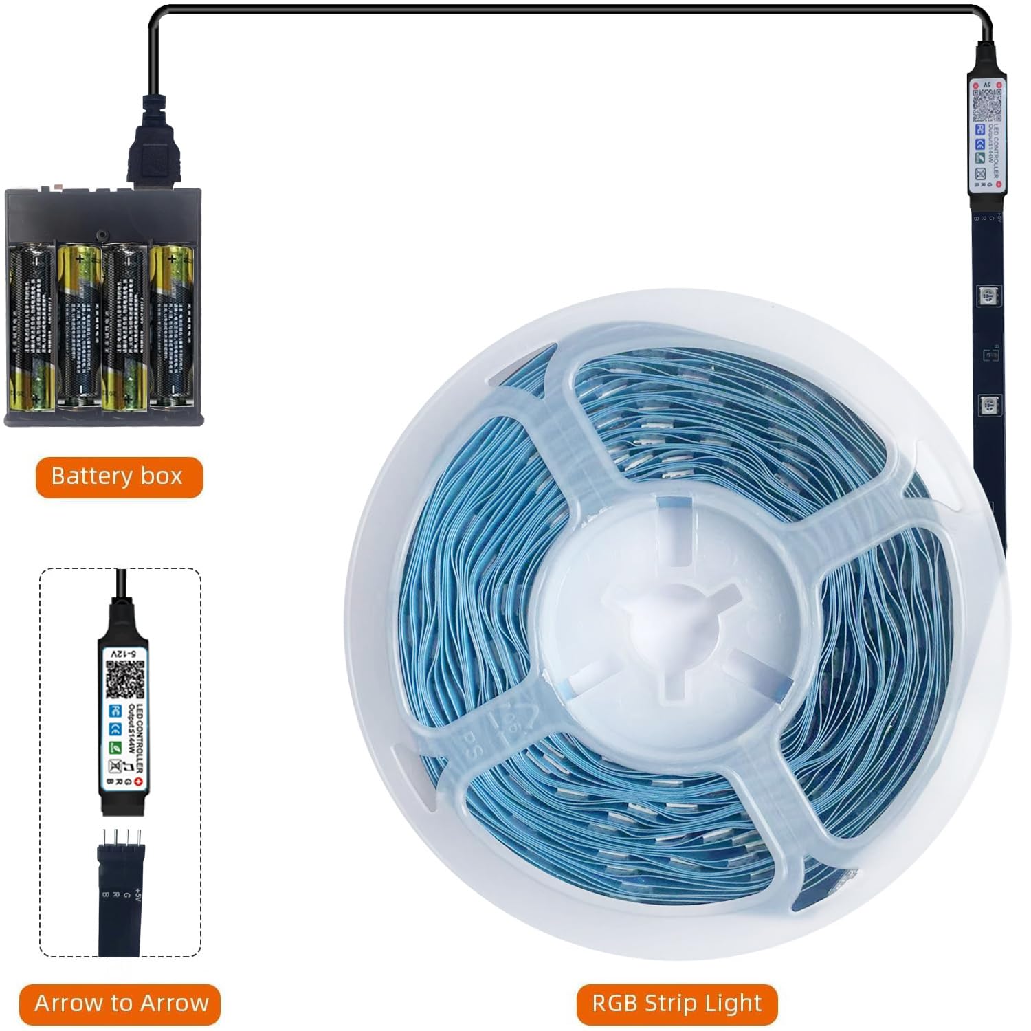 Dervacle LED Strip Lights 26ft, RGB Color Changing, USB Powered, Music Sync, Cuttable, for Bedroom, TV, Party, Multicolor