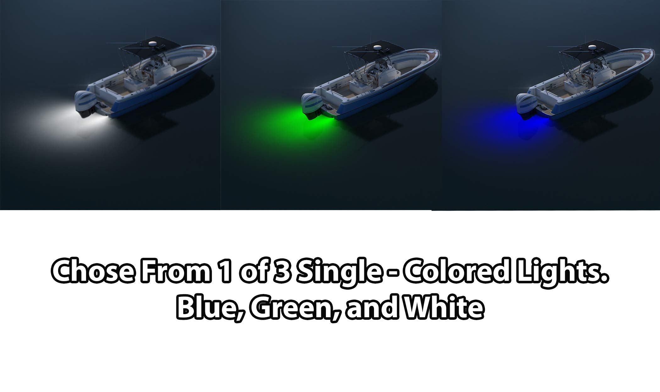 Lumishore Underwater LED Boat Light, Surface Mount, 12V, Blue, Marine Grade Polymer, Model 60-0154
