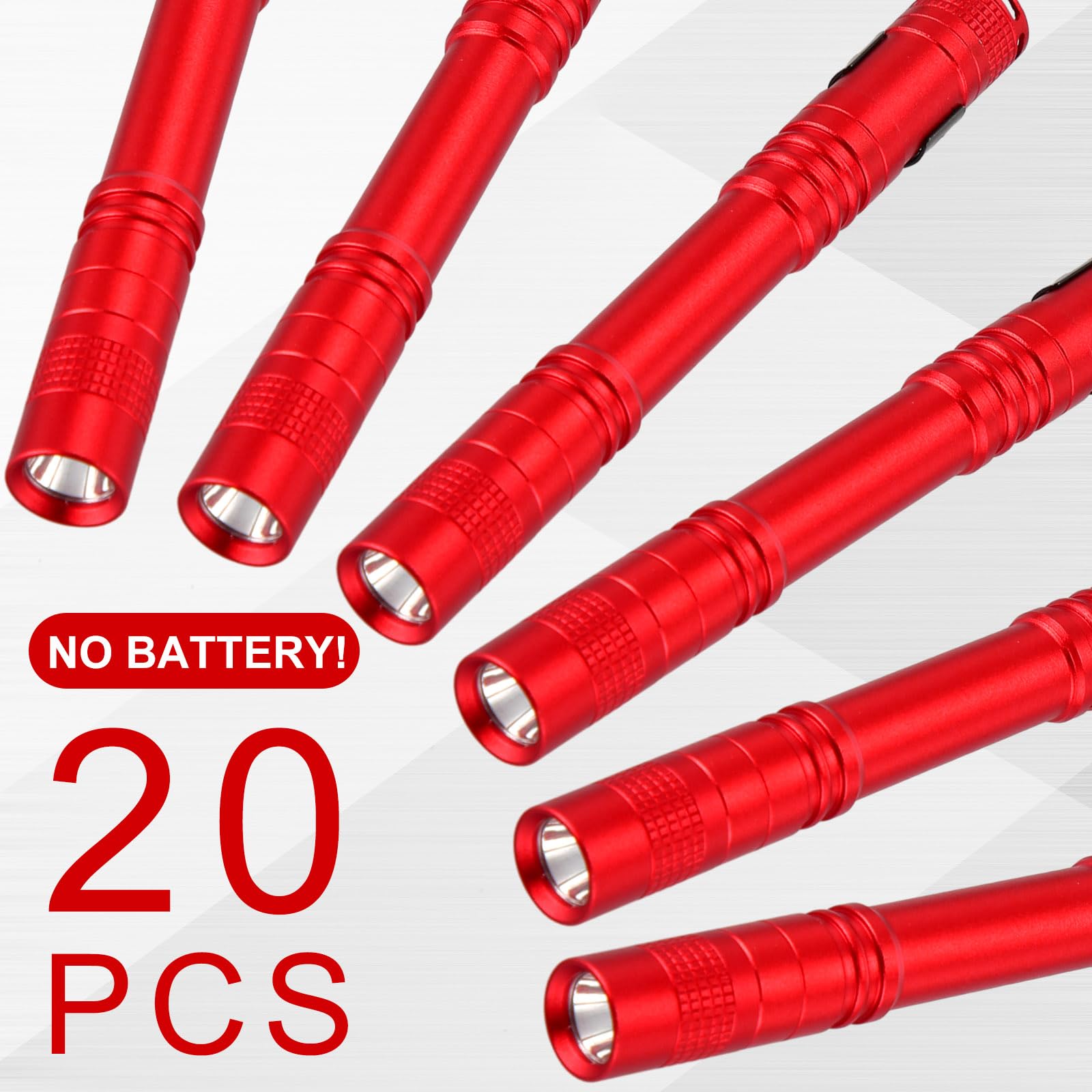Hortsun Mini Pen Light Flashlights, 5.12 Inch, Aluminum, Red, 20 Pcs Pocket LED Torches for Gifts