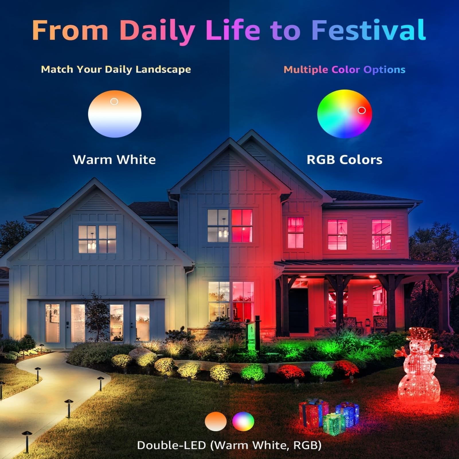 Halloween Christmas Spotlight Outdoor Color Changing Landscape Spotlights 12W Rgbw Led Outdoor Spot Lights For Yard Garden Decor Waterproof 110V Plug In Landscape Lighting With Remote 2 Packs