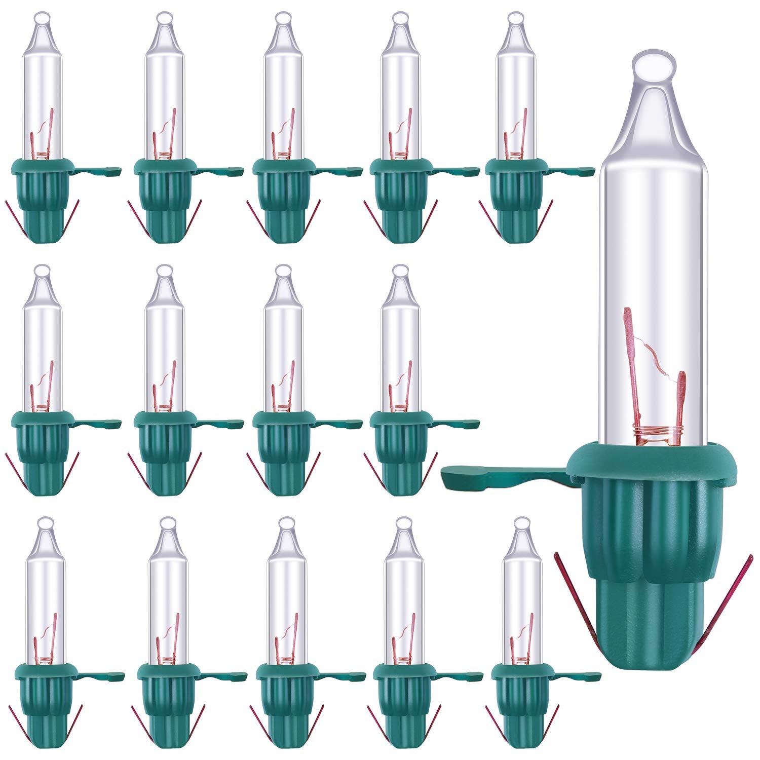 Ruisita 120 Count Mini Christmas 2.5 Volt Replacement Light Bulbs With Base  170 Ma  0.42 Watt For Christmas Trees Decorative Light (Clear And Green)