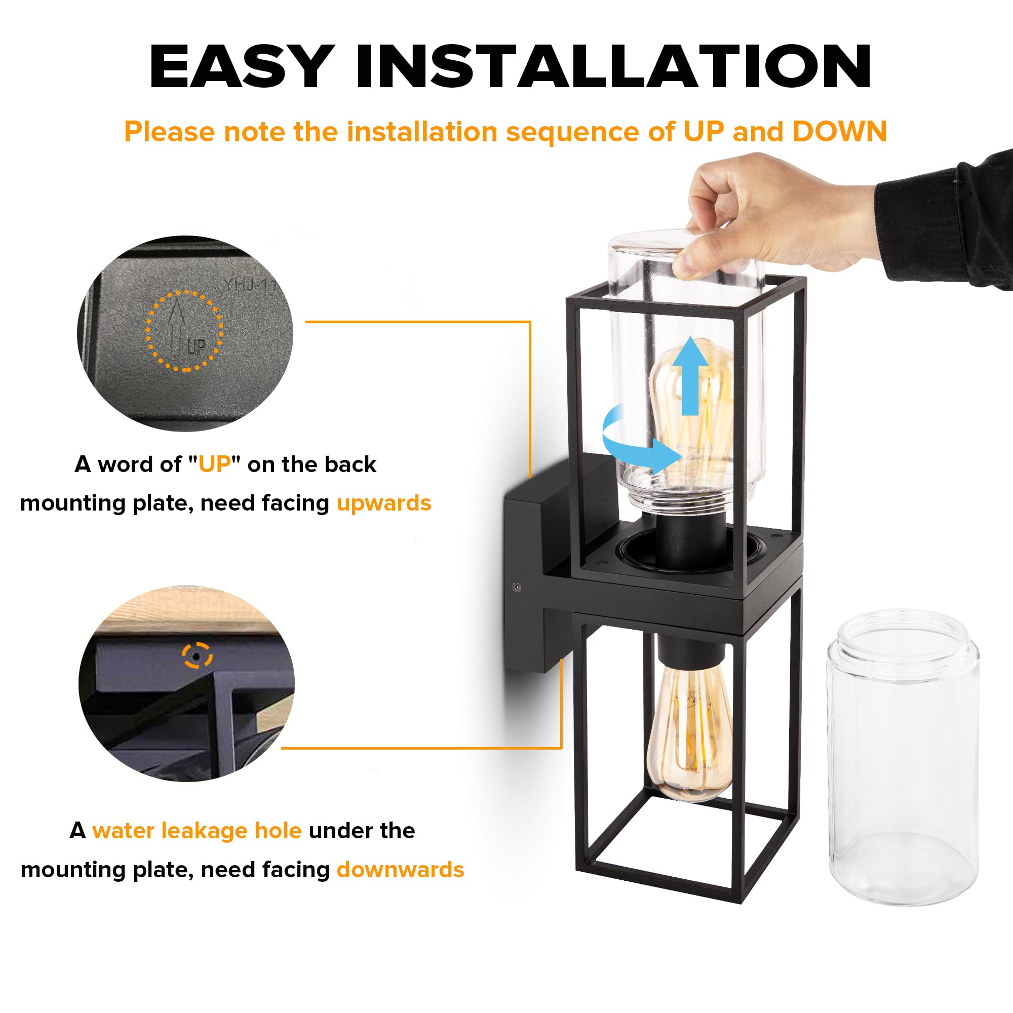 LUTEC Motion Sensor Outdoor Wall Light, Dusk to Dawn Exerior Wall Sconce, Aluminum Anti-Rust Wall Lantern with Clear Glass, Wate