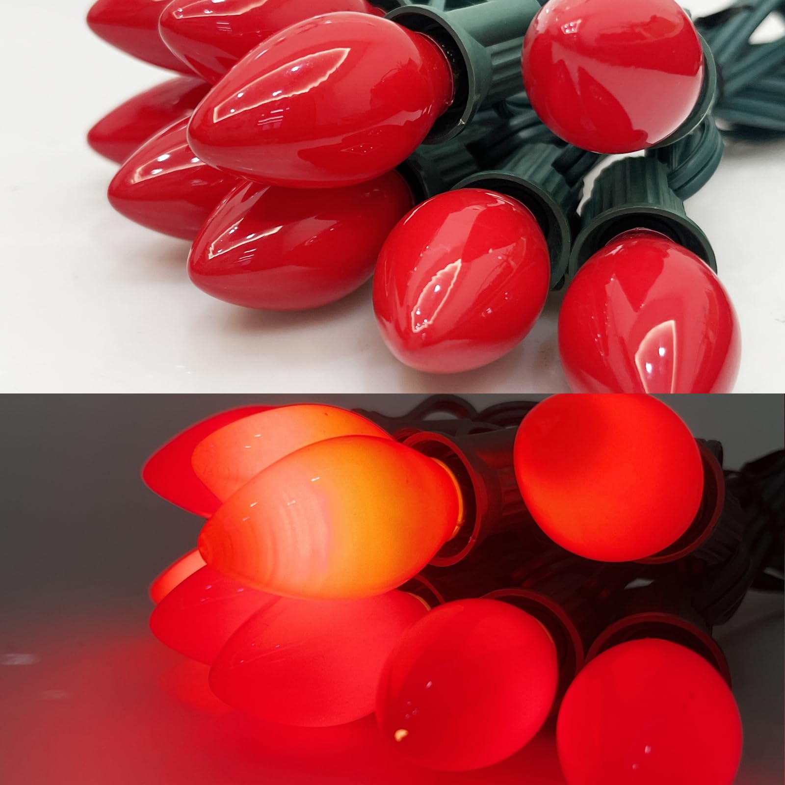 Sunsgne 25 Pack C7 Led Red Replacement Christmas Light Bulbs, 0.6W Led Plastic Vintage Night Light Bulbs For Christmas Indoor Ou