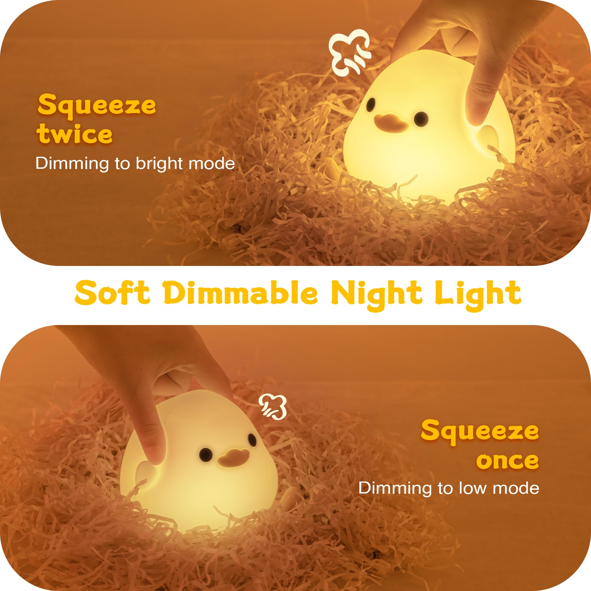 Mumuq Duck Night Light, Led Cute Silicone Nursery Nightlight For Kids, Dodo Duck Lamp Rechargeable Touch Lamp Bedside Lamp With