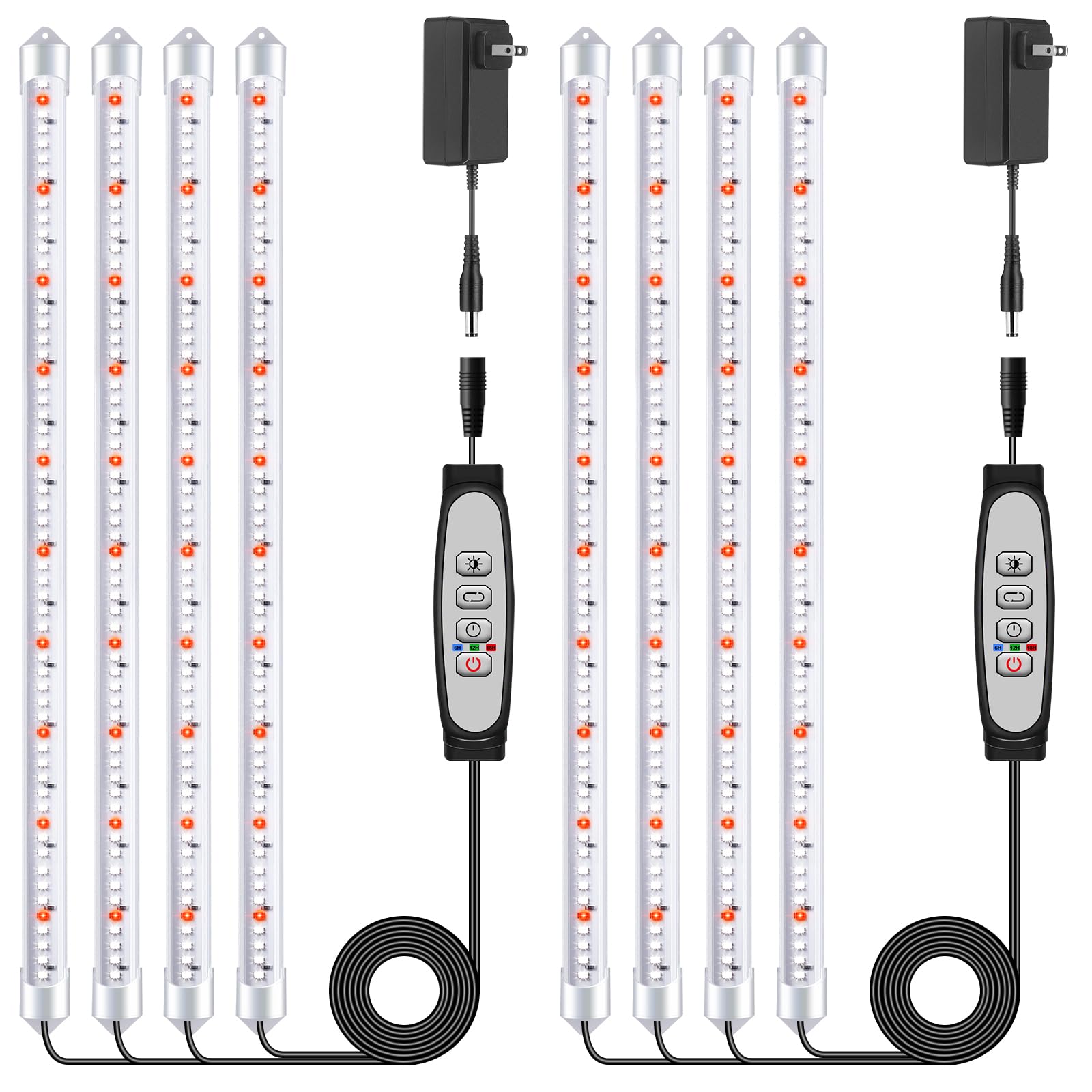 SDOVUERC 4 Bars Grow Light Bands for Indoor Plants with Auto ON/Off Timer 6/12/18H  5 Dimmable Levels for Shelves Plant Growing(Pack 2)