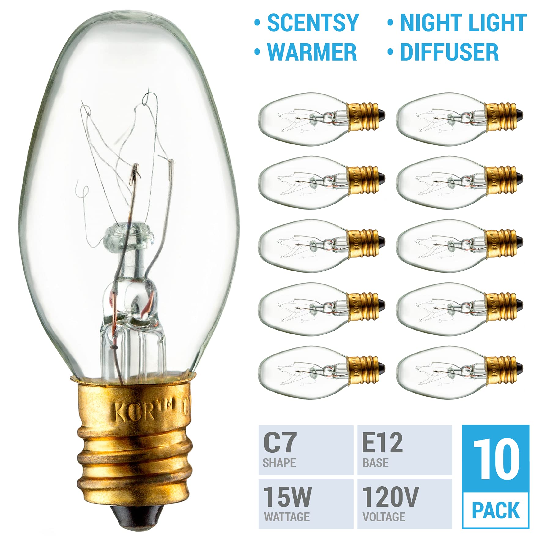 (Pack Of 10) 15-Watt Light Bulb For Scentsy Plug-In Warmer Nightlight, Mini Scented Candle Wax Warmer Diffuser And Himalayan Sal