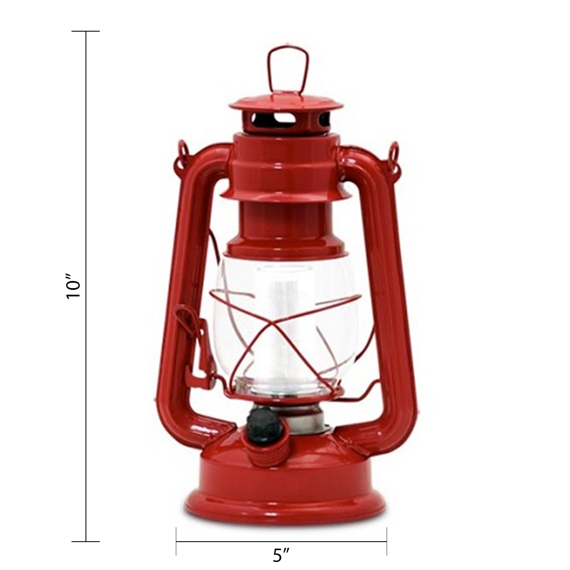 Northpoint Vintage Style Red Hurricane Lantern, 12 LEDs, 150 Lumen, Battery Operated, Metal and Glass, 10in x 6in x 6in, Model 190492