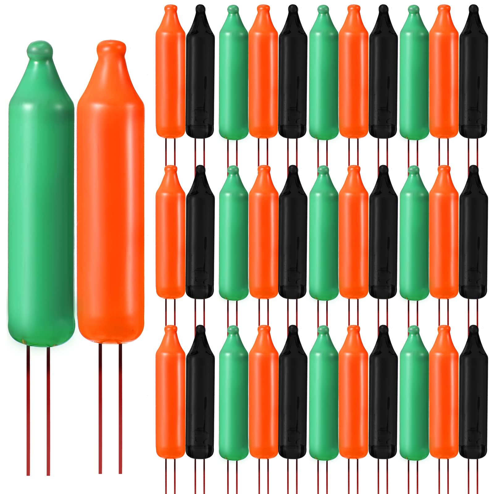 Mudder Mini Incandescent String Lights Replacement Bulbs, 200 Count, Indoor/Outdoor, Black, Orange, Green