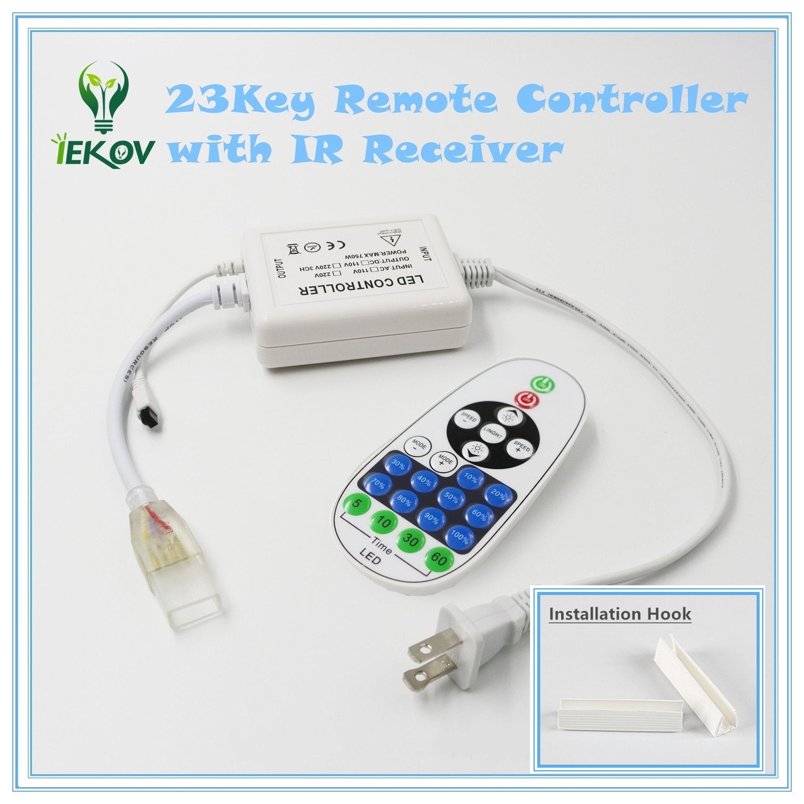 IEKOV LED Neon Light, Dimmable Waterproof Rope Light, 20m/65.6ft, Red, Flexible 2835 SMD, Model NEON LIGHT-R-20M