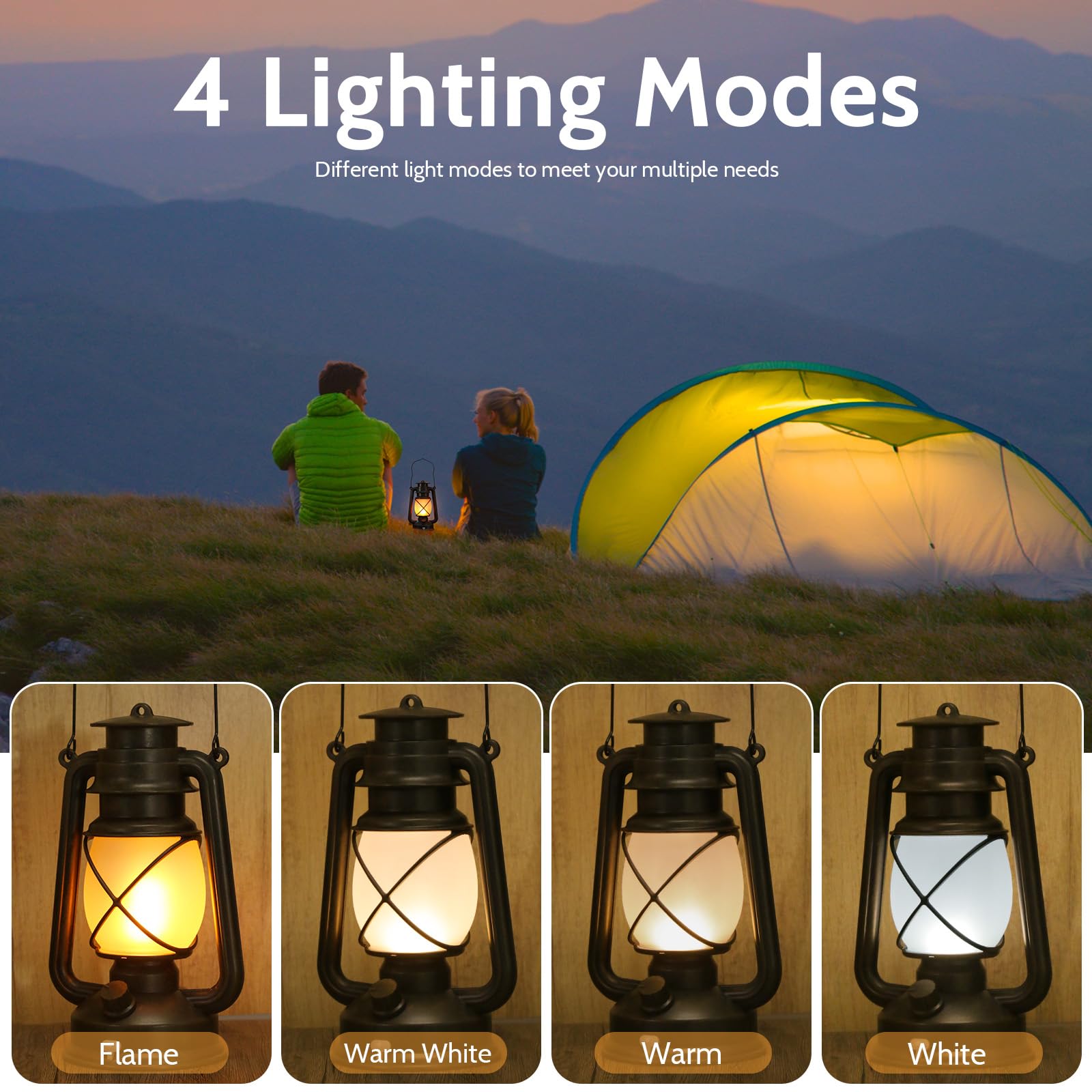 Richday Hanging Waterproof Outdoor Lanterns, Vintage Rechargeable LED with Remote Control, 2pcs, Brown, Rechargeable-Flame Lamp