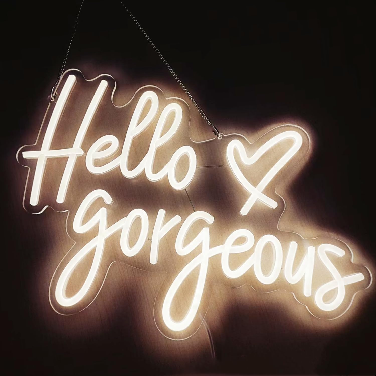 Hello Gorgeous Neon Sign Led Neon Hello Sign Decorative Art Lamp With Dimmable Switch Suitable For Home Wedding Birthday Backdrop Party 17X10In Usb Powered(Warmwhite Hello Gorgeous)