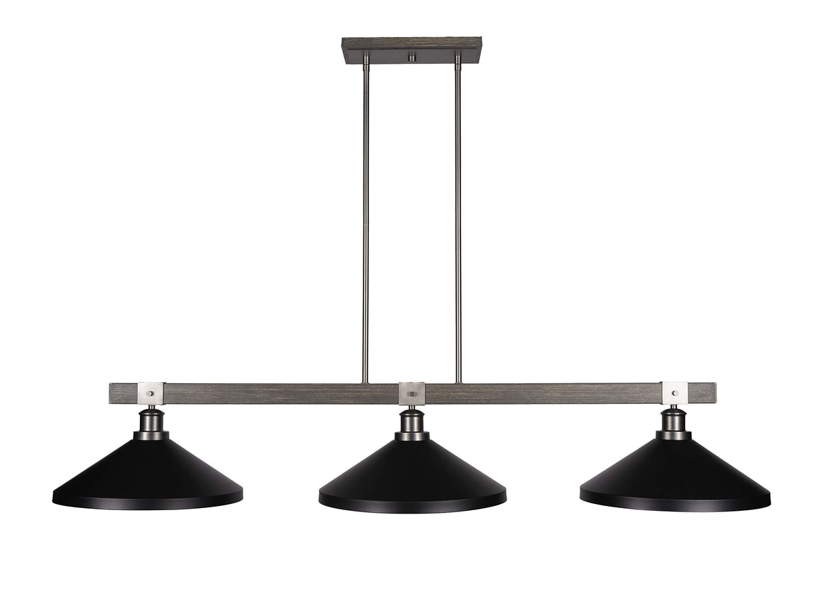 Tacoma 3 Lt Island in Graphite & Painted Distressed Wood-Look (1863-GPDW-424-MB)