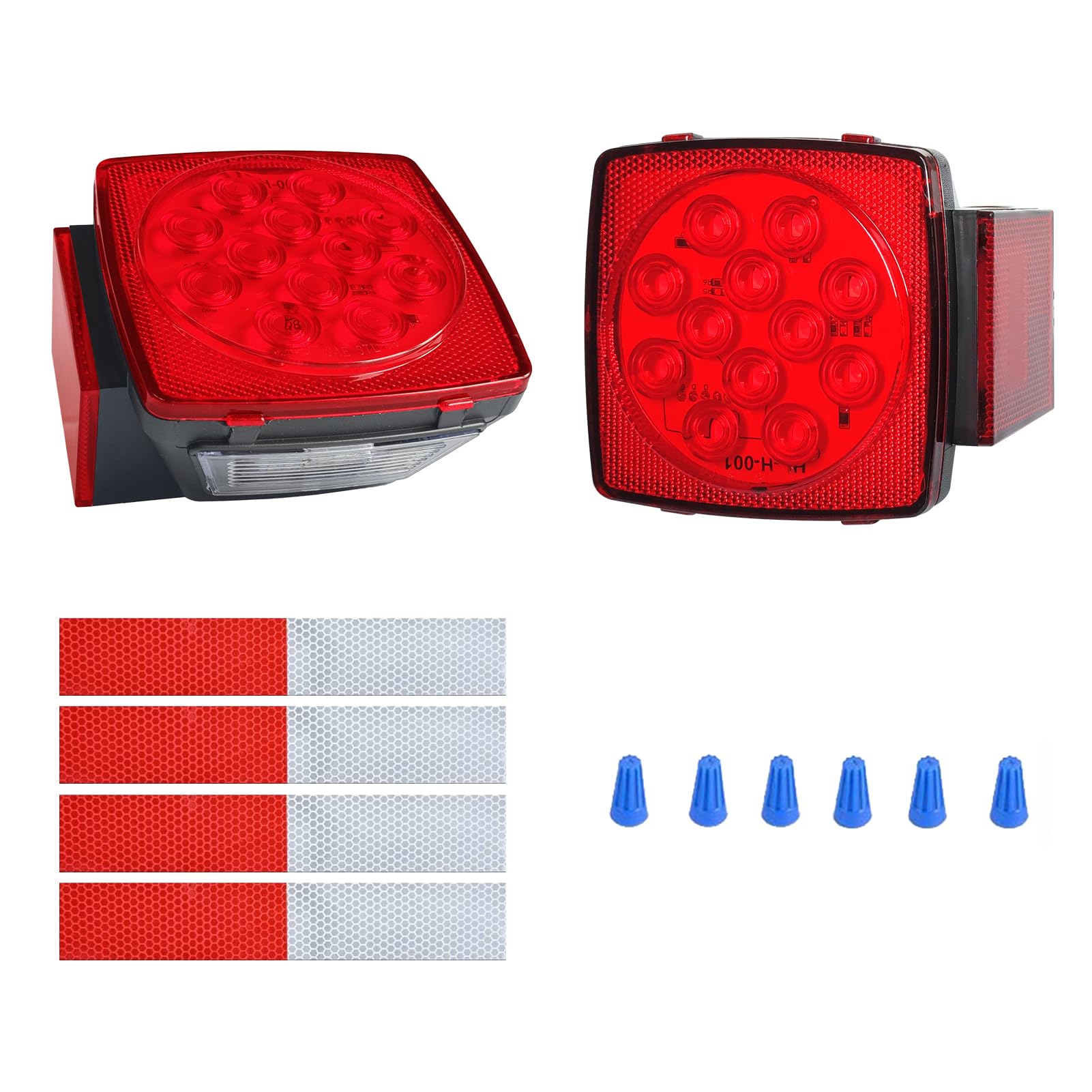 Liloom 12V Led Submersible Trailer Light Kit - Super Bright Boat Trailer Lights For Camper, Truck, Rv, Marine, Snowmobile Under 80 Inch - Utility Brake Stop Turn Tail Lights - Ip68 Waterproof