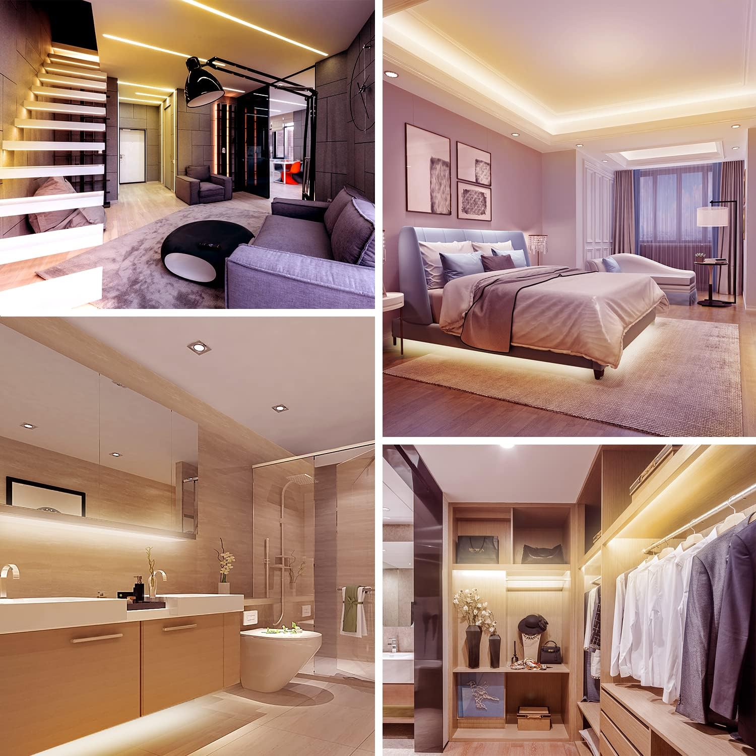 dalattin 50ft Warm White LED Strip Lights, Dimmable 3000K, 900 LEDs for Bedroom, Kitchen, Strong Adhesive, Model AAC206275000-KSUS0