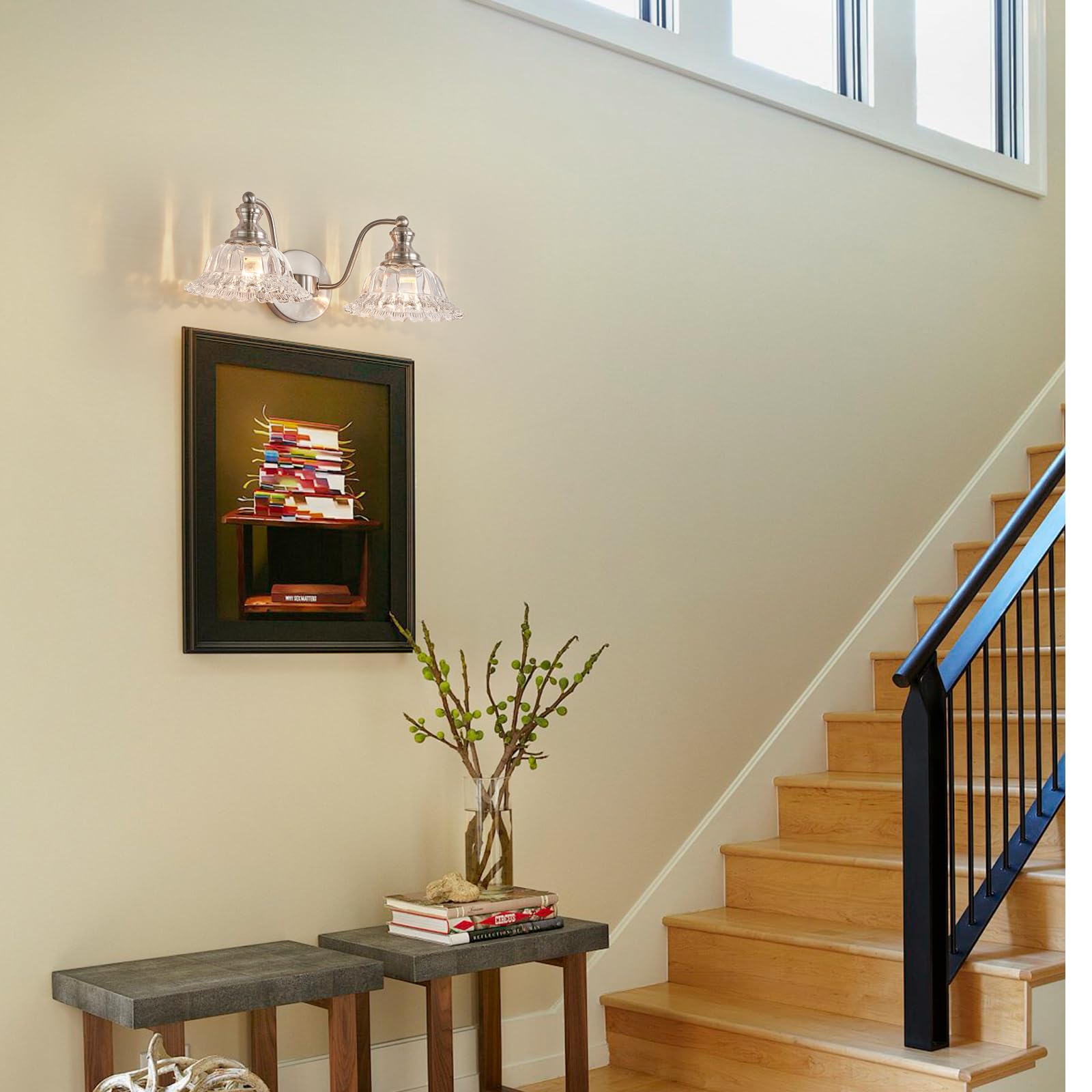 Xiedun Brushed Nickel 2 Light Vanity Lights Fixture Lights For Bathroom