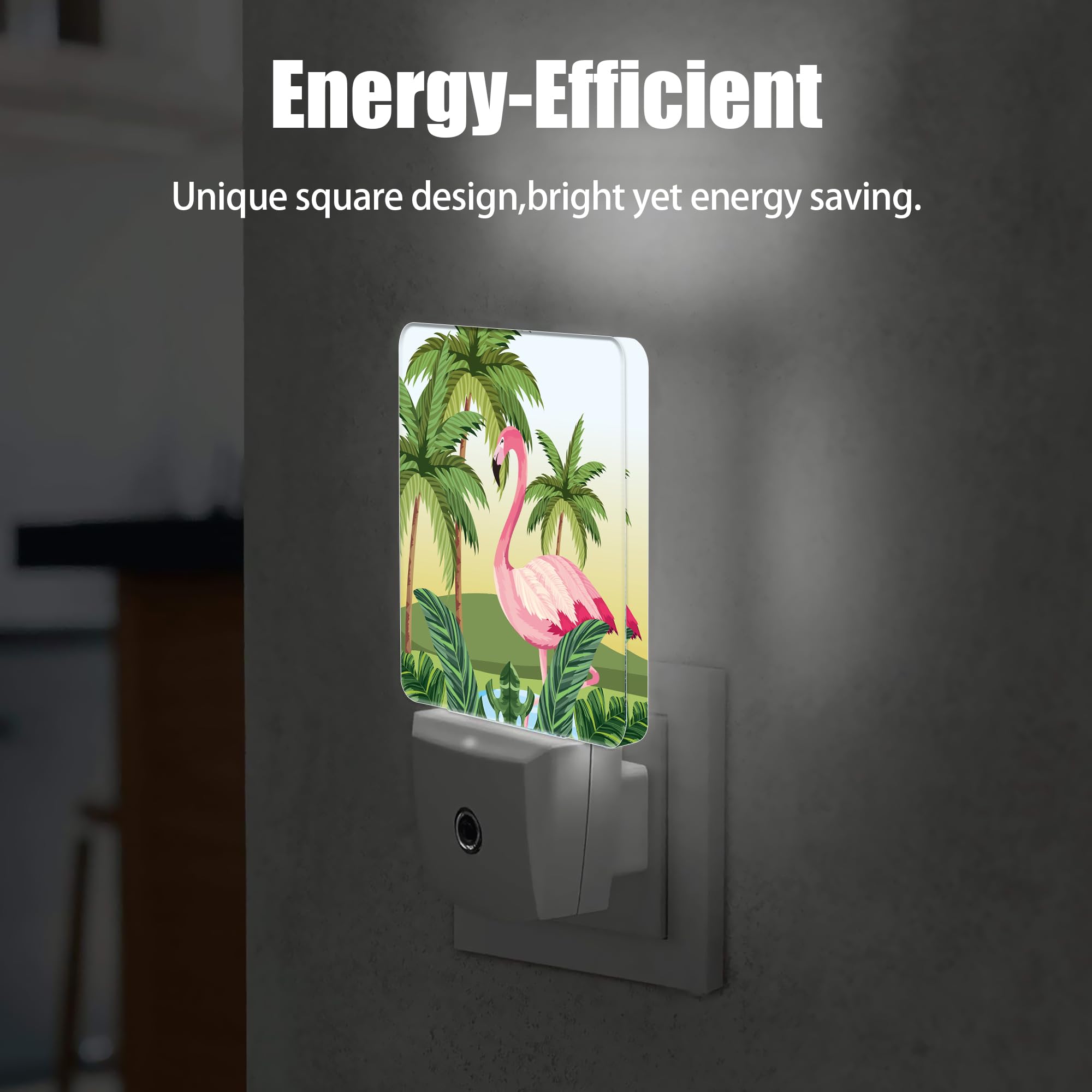 Jopowide Tropical Flamingo Cartoon Night Light, Dusk To Dawn Smart Sensor Nightlight For Bedroom Bathroom Kitchen Hallway Stairs