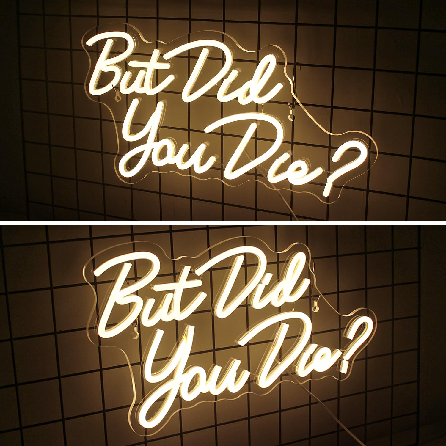 Horseneon Neon LED Sign - "But Did You Die" Warm White Wall Decor, USB Powered, Acrylic, Ideal for Bedroom, Office, Gym, Living Room