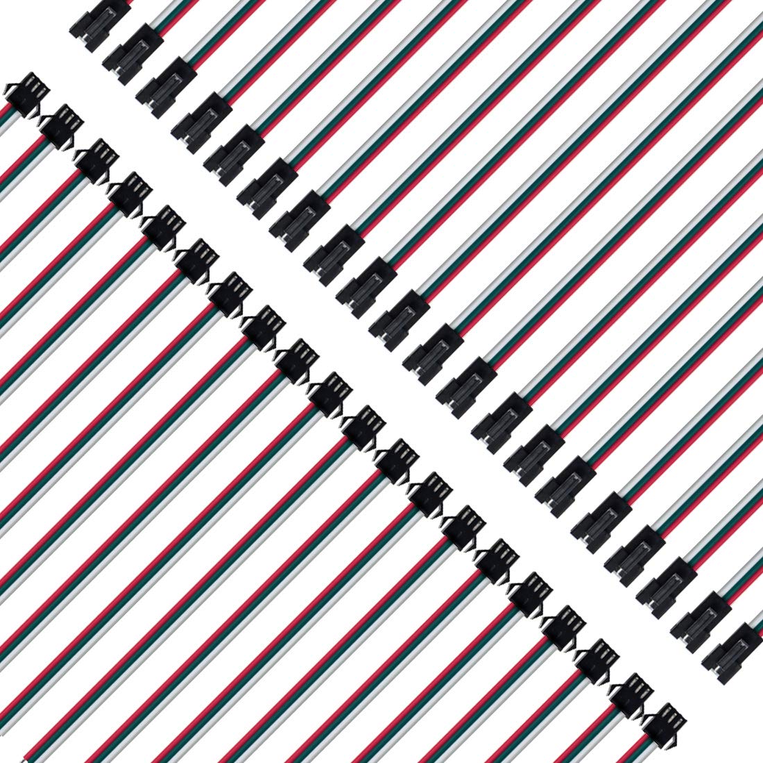 BTF-LIGHTING JST SM 3 Pin Connectors for WS2812B LED Strips, Copper, 15cm, 22AWG, 3PIN-SM