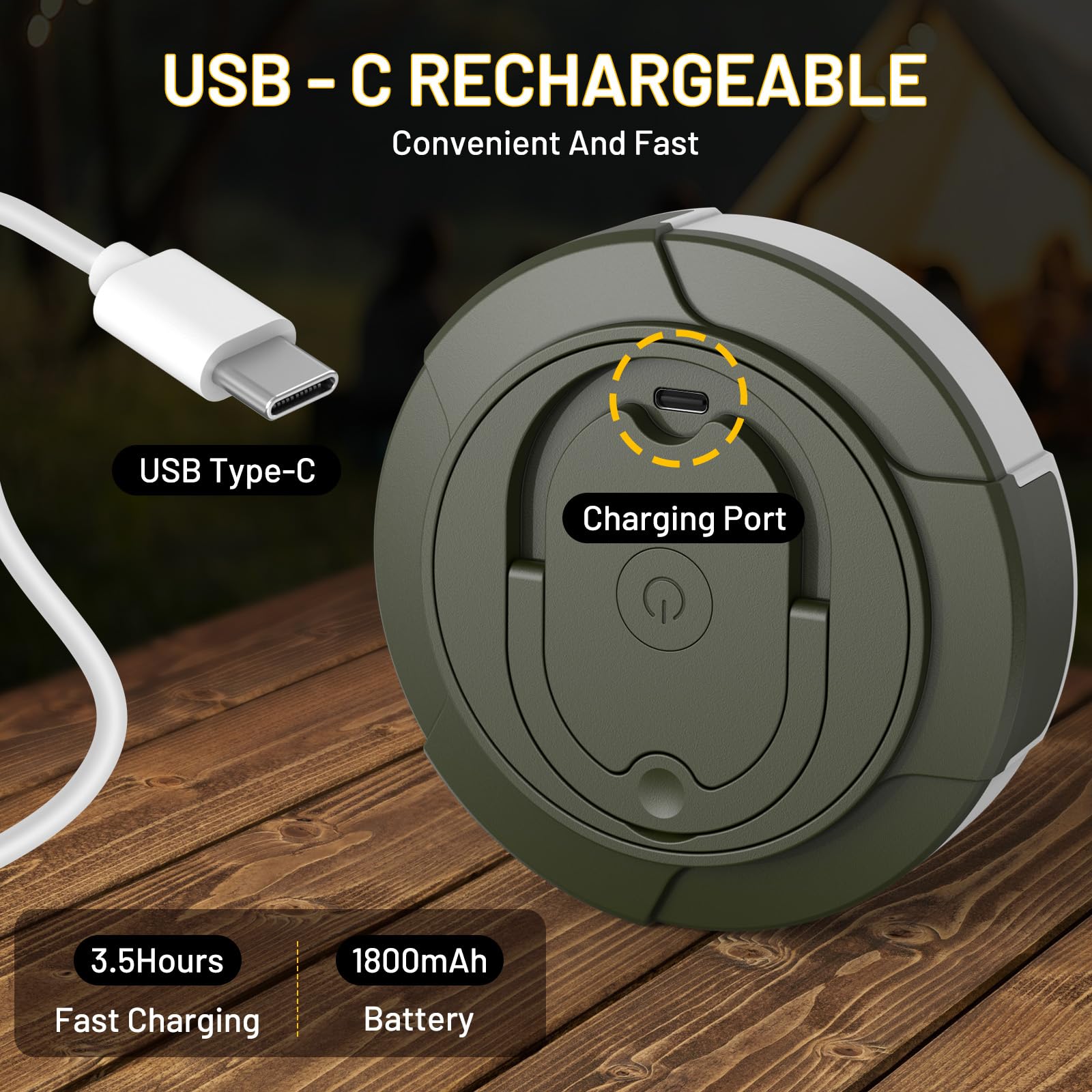 Icever Camping String Lights  32.8Ft 4 In 1 Rechargeable Waterproof Hanging Lamp Portable Led Light For Outdoor Camping Awning Tent Garden Party Yard Festival Decor (10 Lighting Modes)