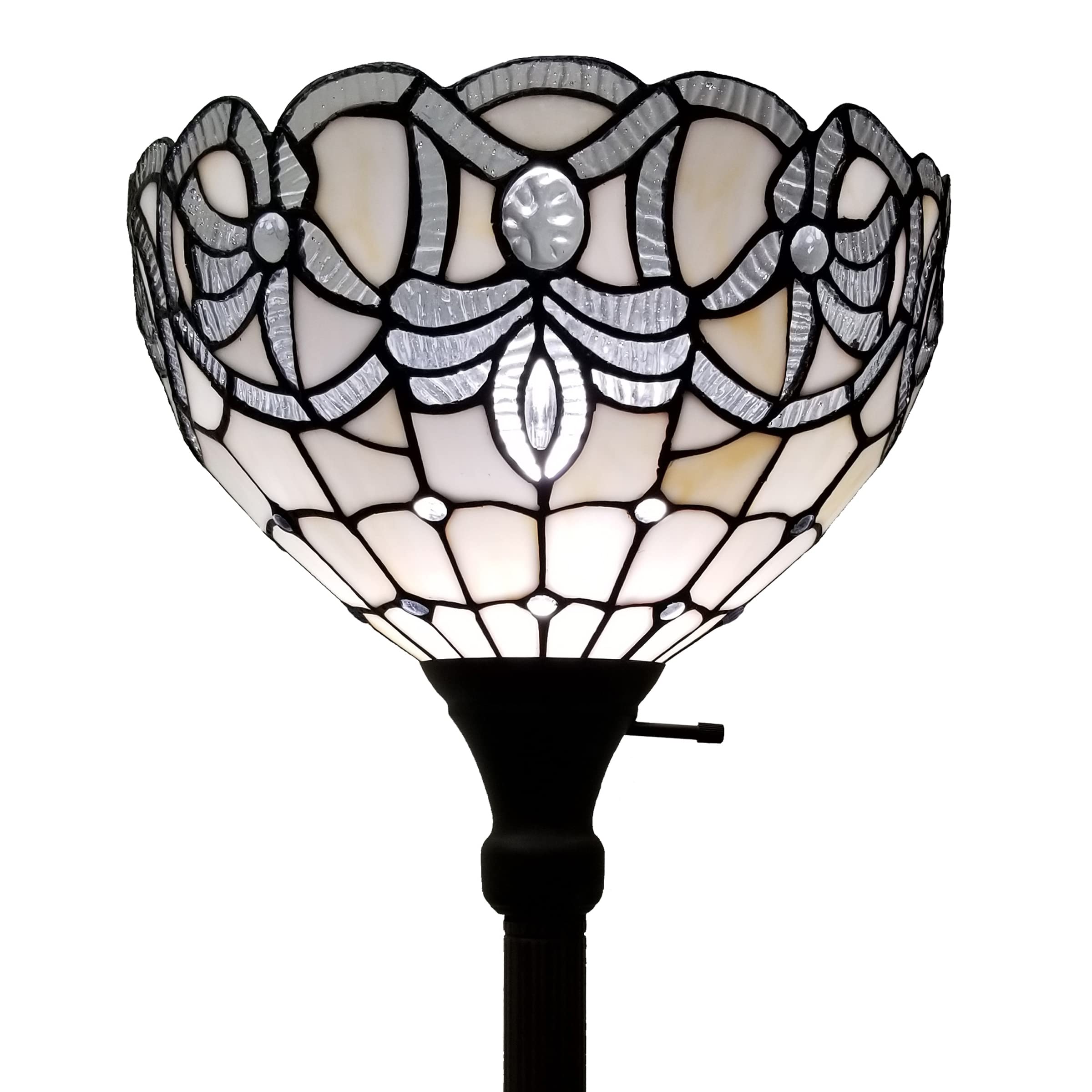 Amora Tiffany Floor Lamp Torchiere - Vintage Standing Light Floor Lamp - 72  Peacock Floor Stained Glass Lamp - Tiffany Floor Lamps For Living Room
