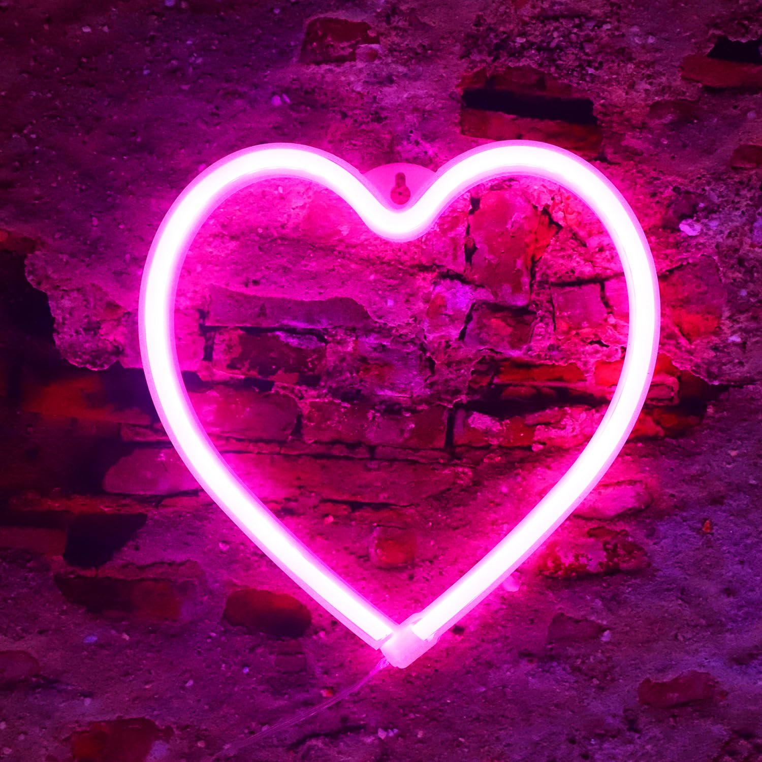 Vicila Pink Heart Neon Sign - Love Shaped USB/Battery Operated Lamp for Bedroom, Party, Christmas Decor
