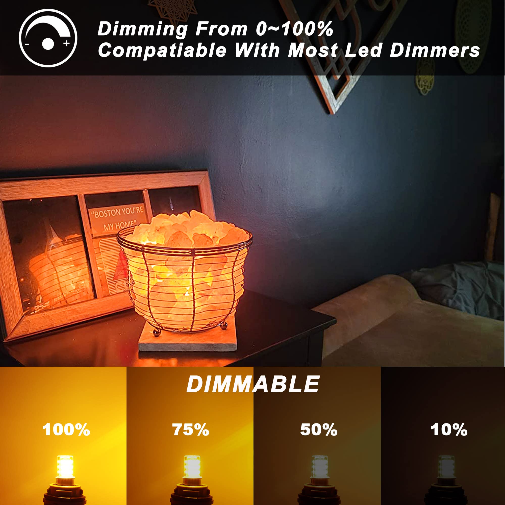 Himalayan Salt Lamp Rock Bulb Dimmable E12 Led Sleep Night Light Bulb 2200K Amber Warm, Kx-2000 40W Candelabra T6 C7 4W E12 Led