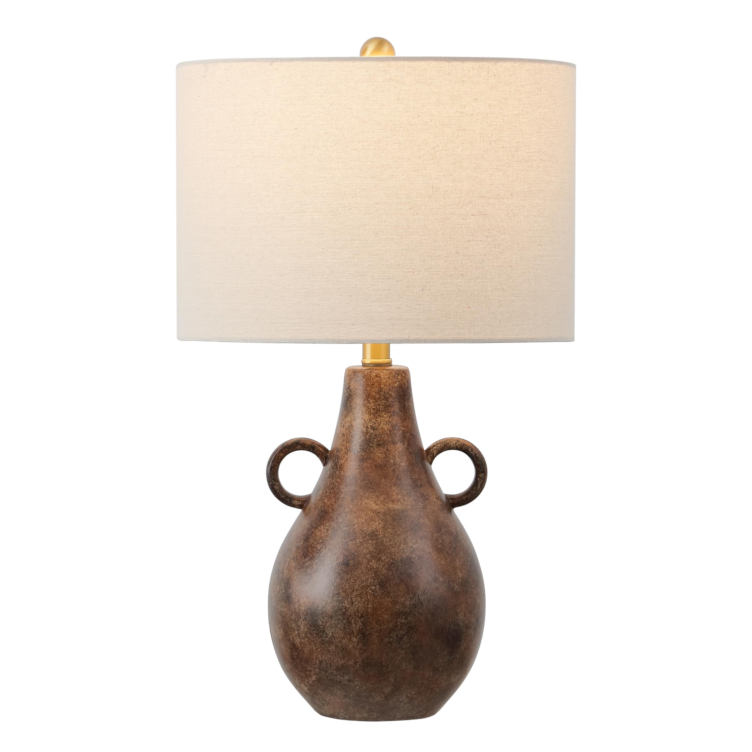 SAFAVIEH Lighting Collection Shiloh Antique Brown/Brass Ceramic 25-inch Table Lamp (LED Bulb Included)