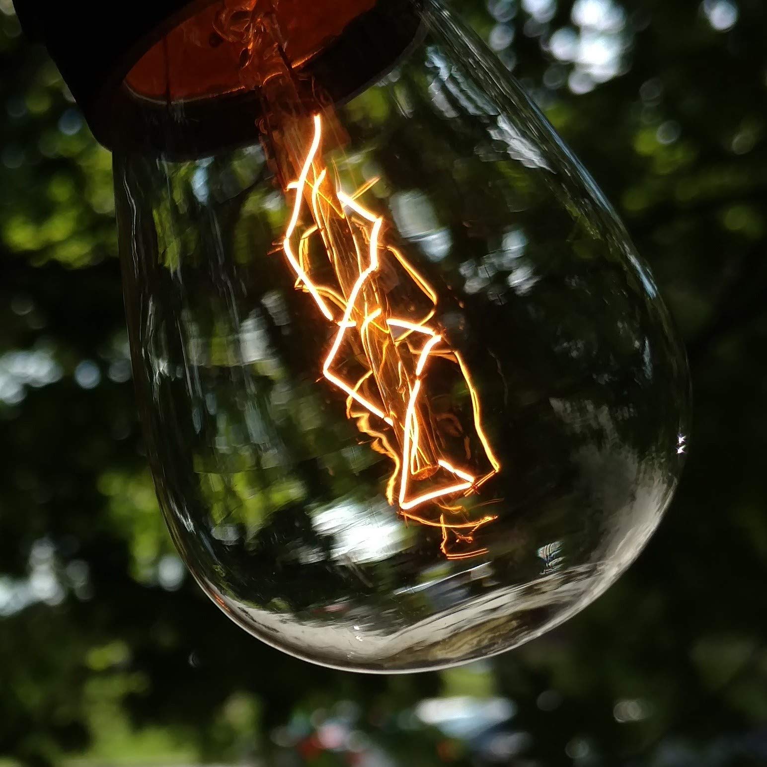 Hometown Evolution  Inc. E26 Outdoor Commercial String Lights With Suspended Socket For Weatherproof Heavy Duty Vintage Outside Lighting (S14 Zig Zag Edison 11 Watt Bulbs  100 Foot 50 Socket)