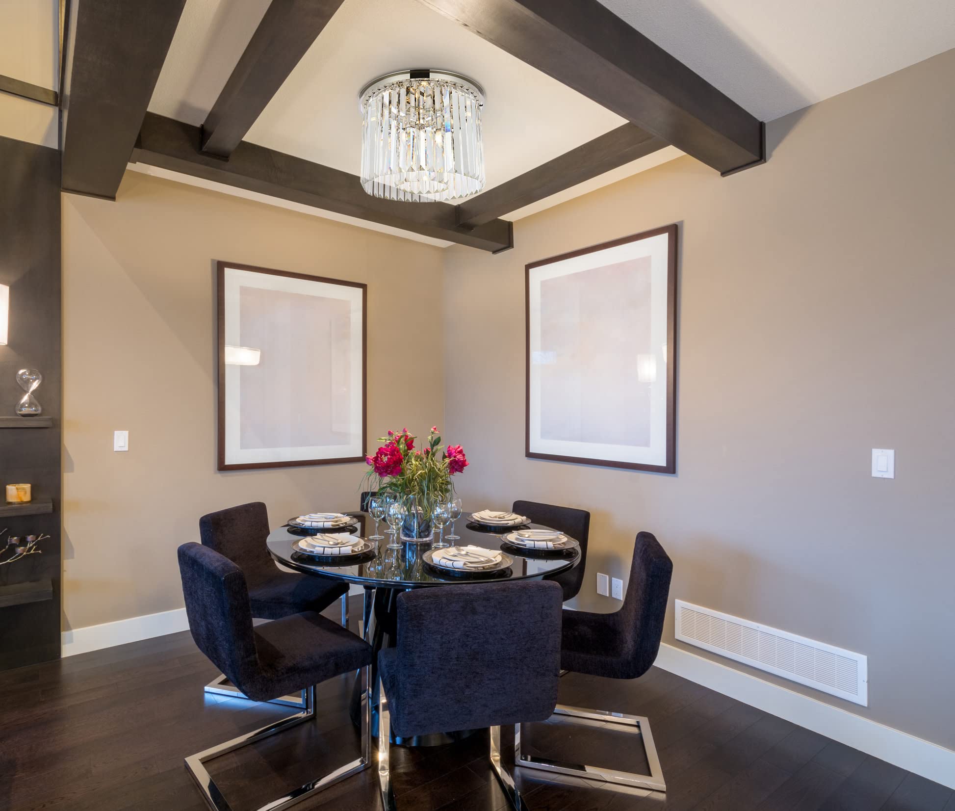 Elitco Lighting Urban Classic Sydney 6-Light Metal Royal Cut Flush Mount in Matte Black Finish