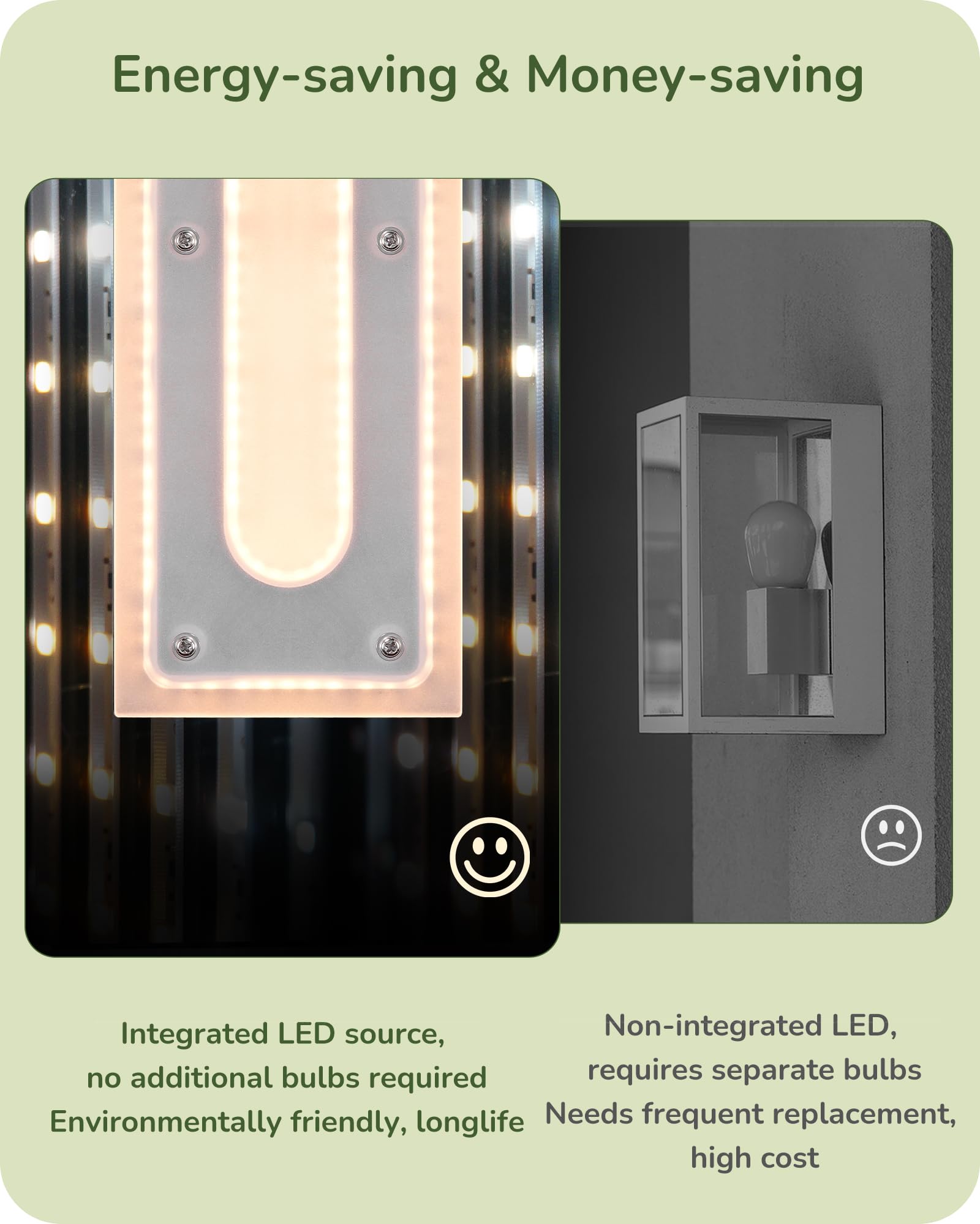 EDISHINE 23.6 Long Modern Outdoor Wall Lights, 2 Pack Rectangular Wall Mount Lighting Fixture, Iron & Acrylic, 3CCT, IP65 Waterp