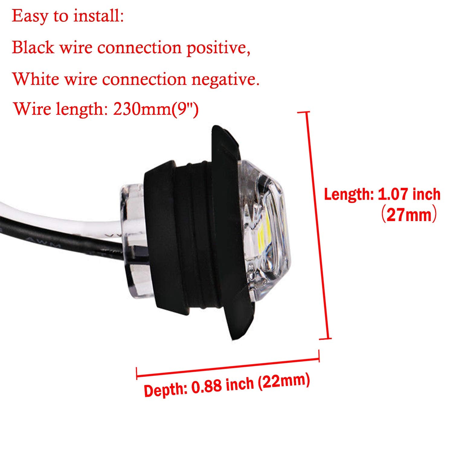 KEING 10 Pack Waterproof Marine LED Lights, 12V Underwater & Interior Lighting for Boats, Yachts, Fishing, Pontoon, Sailboats - White