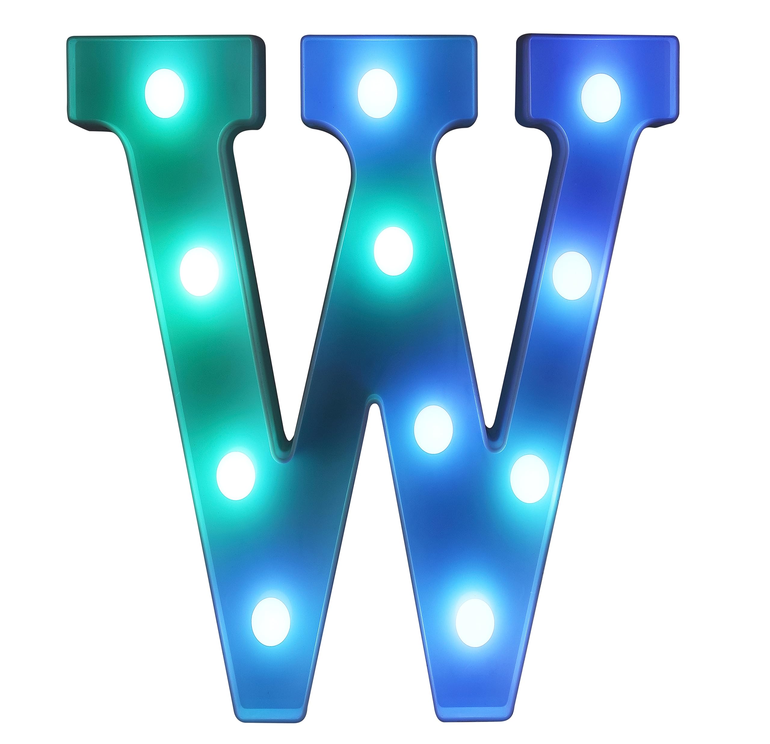 Foaky Colorful LED Letter Lights with Remote,Marquee Light Up Letters Sign for Night Light Wedding/Birthday Party Battery Powered Christmas Lamp Home Bar Decoration(W)