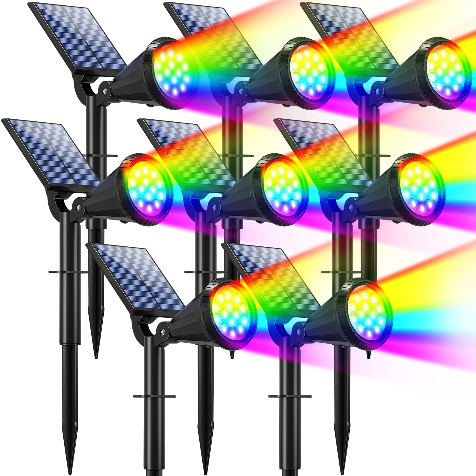 WELALO Solar Spot Lights Outdoor Color Changing, 7 Modes Solar Lights Outdoor Waterproof 180 Adjustable Multicolor RGB Landscape