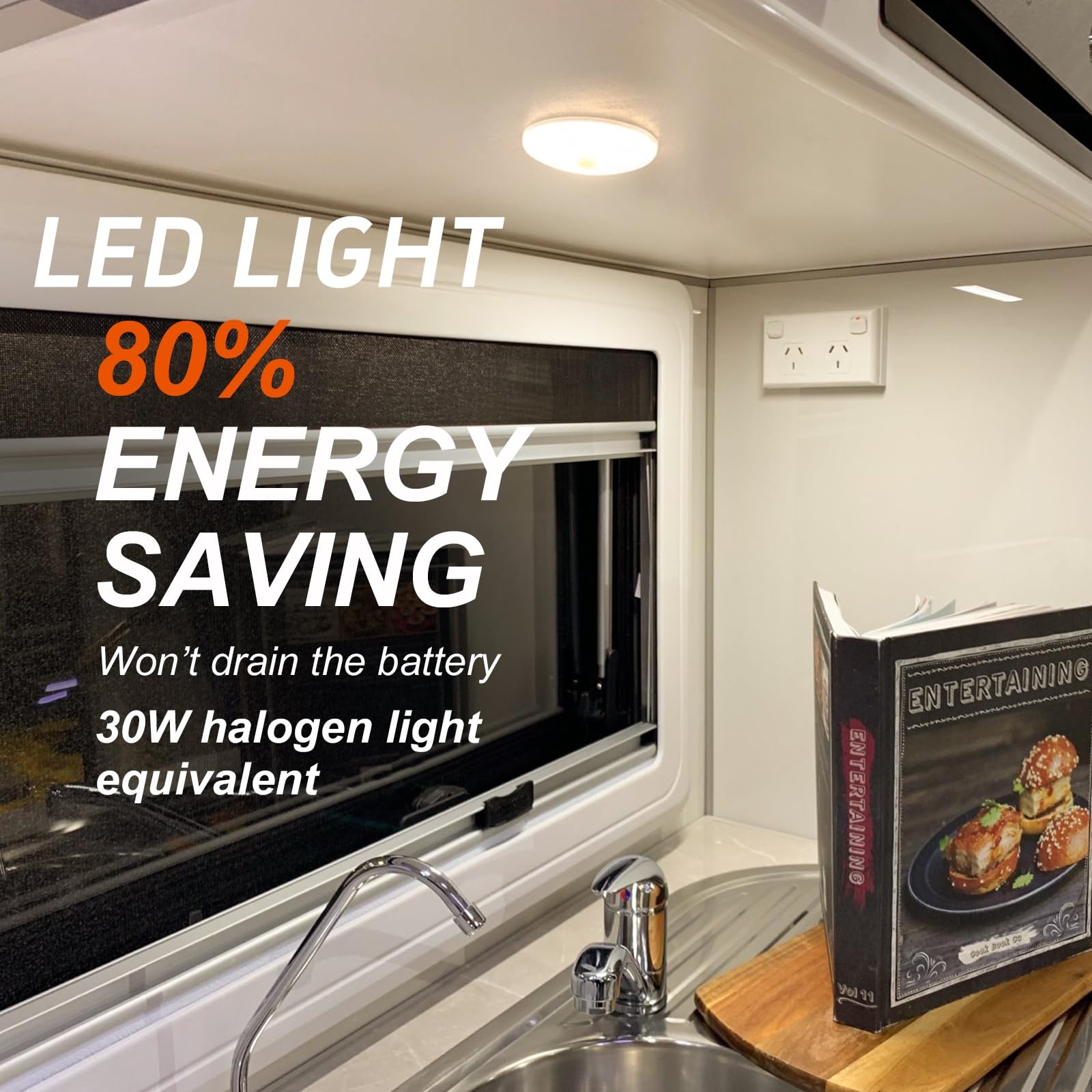 Dream Lighting 12V Rv Puck Lights, 4.5&quot; Warm White Led Ceiling Light, Pack Of 2